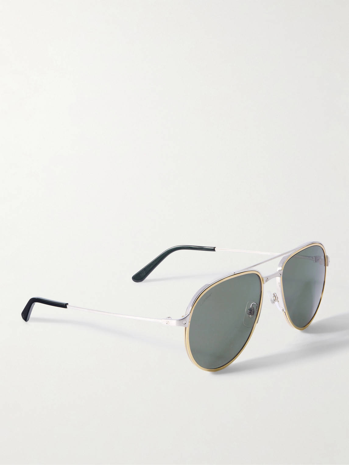 Cartier Santos Evolution Aviator-style Gold And Silver-tone Sunglasses In Gold