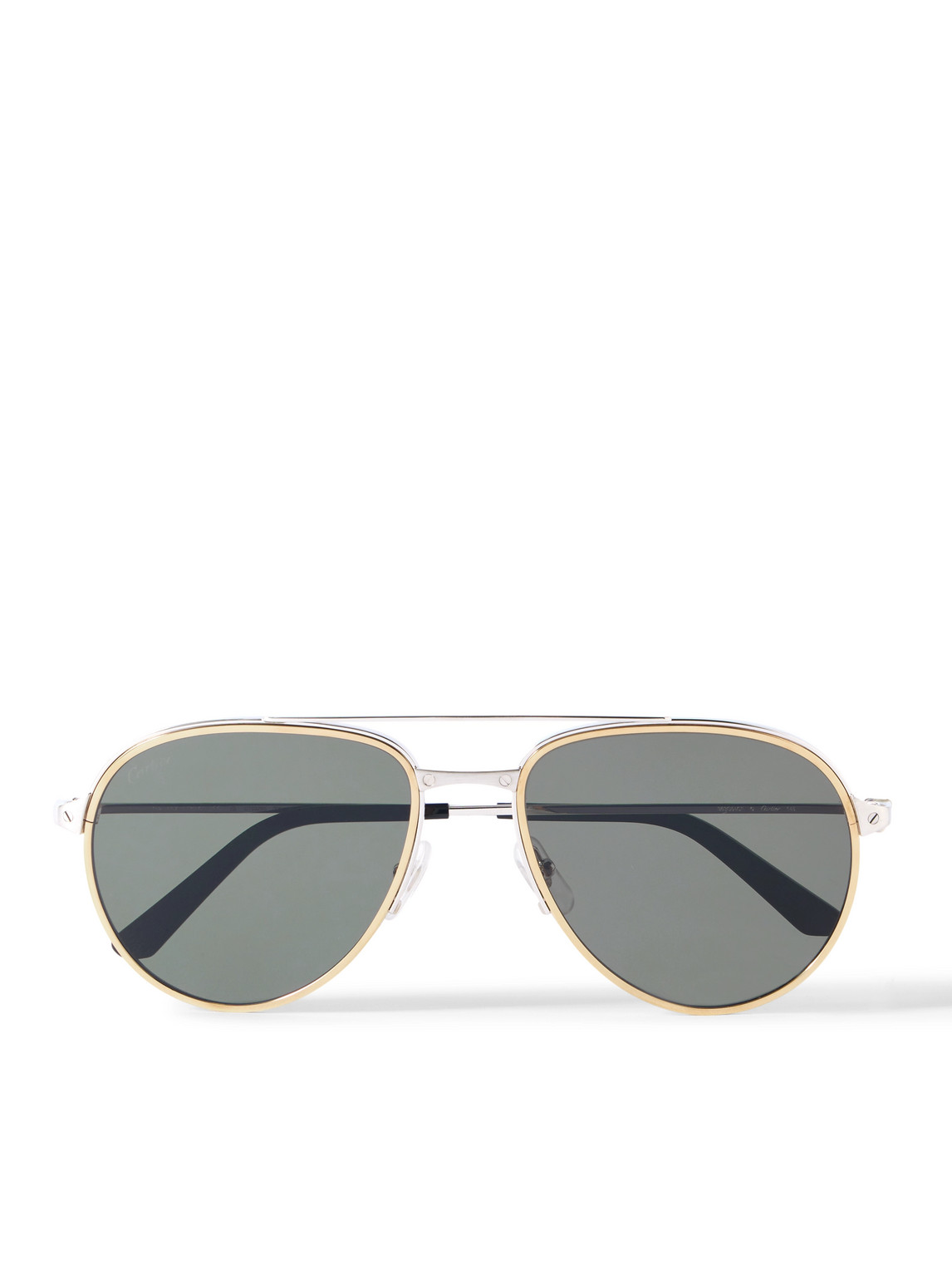 Cartier Santos Evolution Aviator-style Gold And Silver-tone Sunglasses