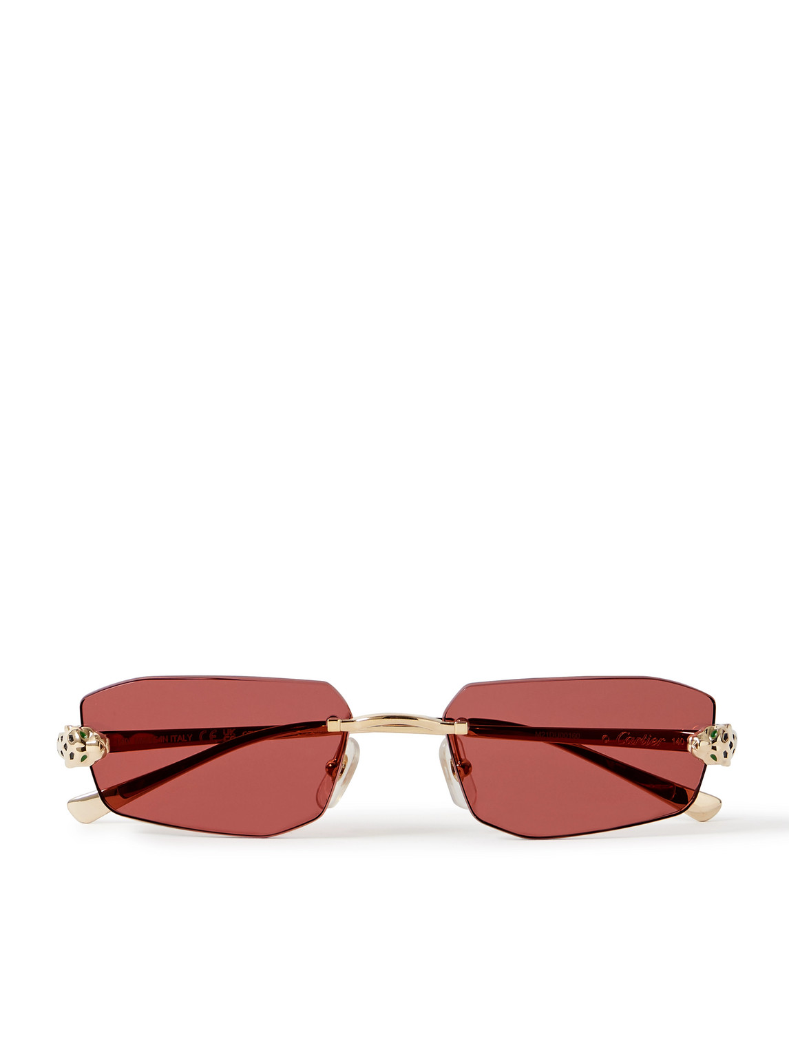 Cartier Panthère De  Rimless Rectangle-frame Gold-tone Sunglasses