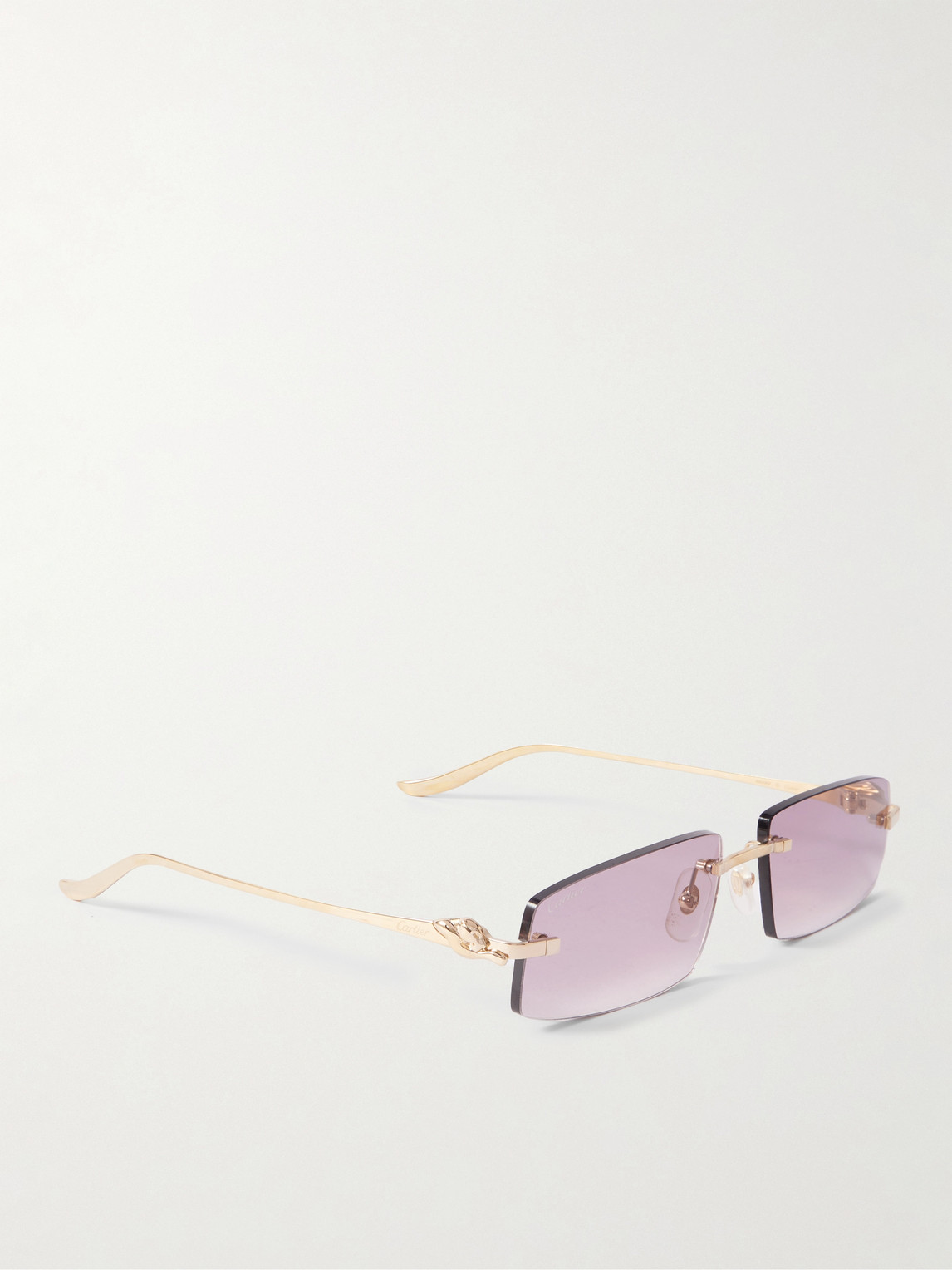 Cartier Panthère Rimless Rectangular-frame Gold-tone Sunglasses In Gold
