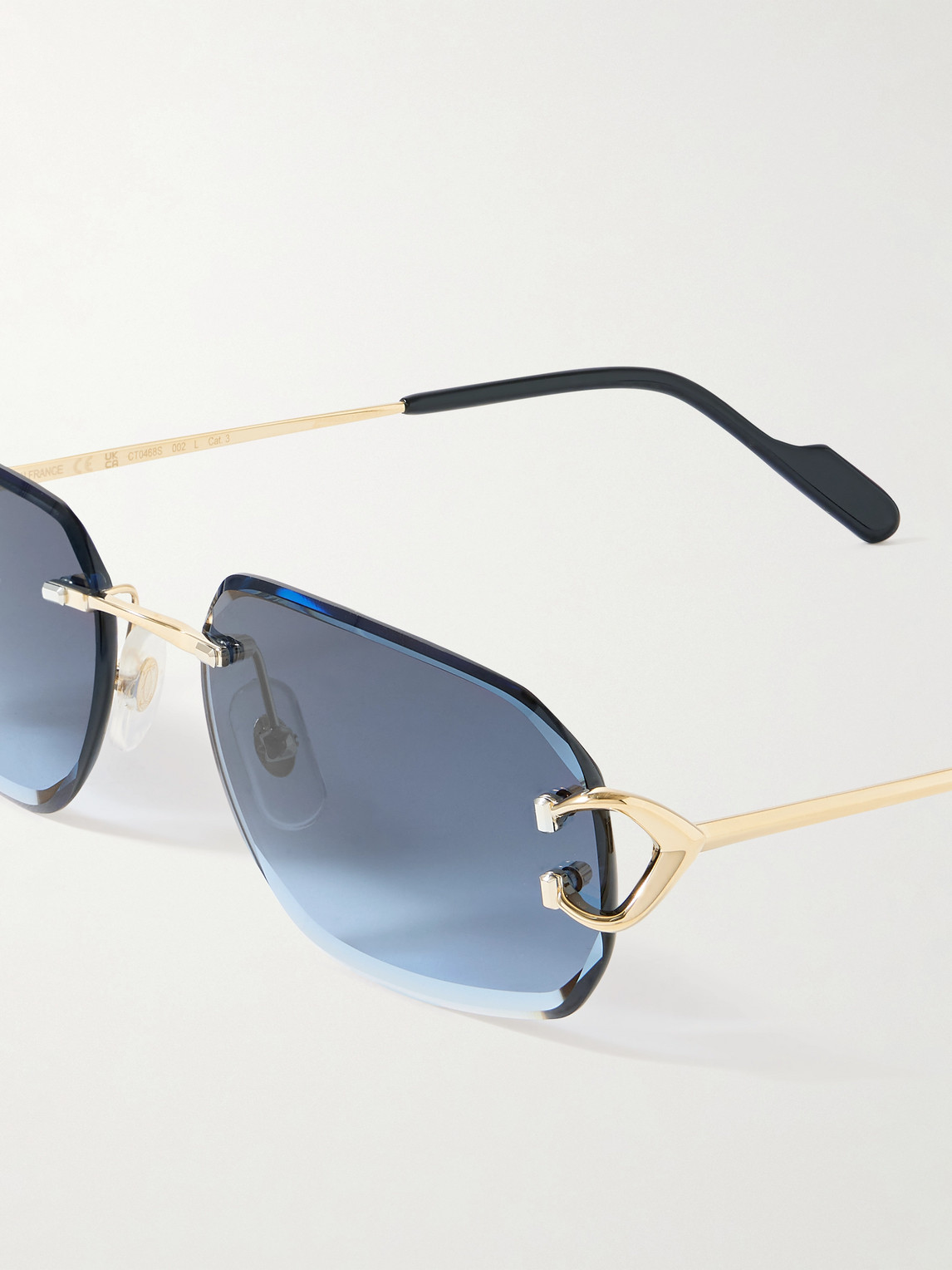Cartier Signature C Rimless Rectangular-frame Gold-tone Sunglasses