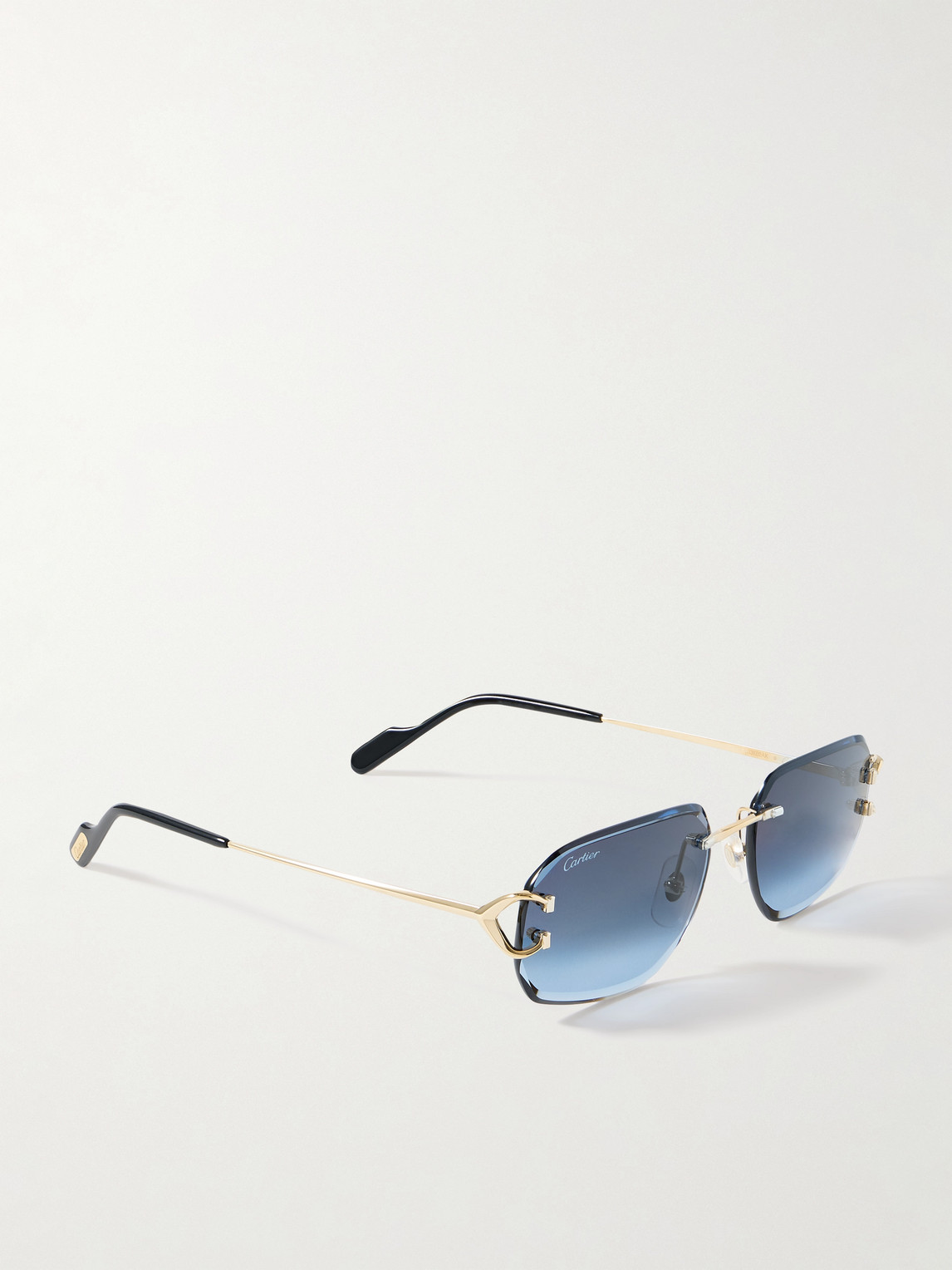 Cartier Signature C Rimless Rectangular-frame Gold-tone Sunglasses