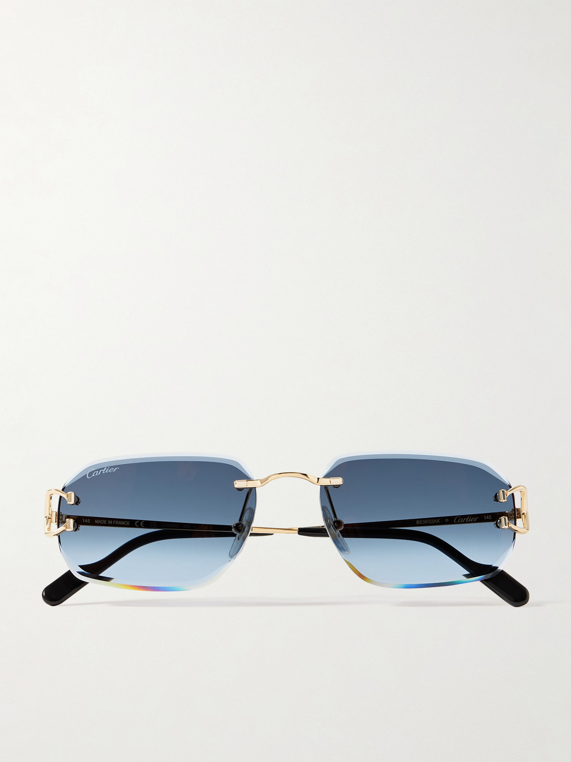 Cartier Eyewear Signature C Rimless Rectangular-Frame Gold-Tone Sunglasses - Men