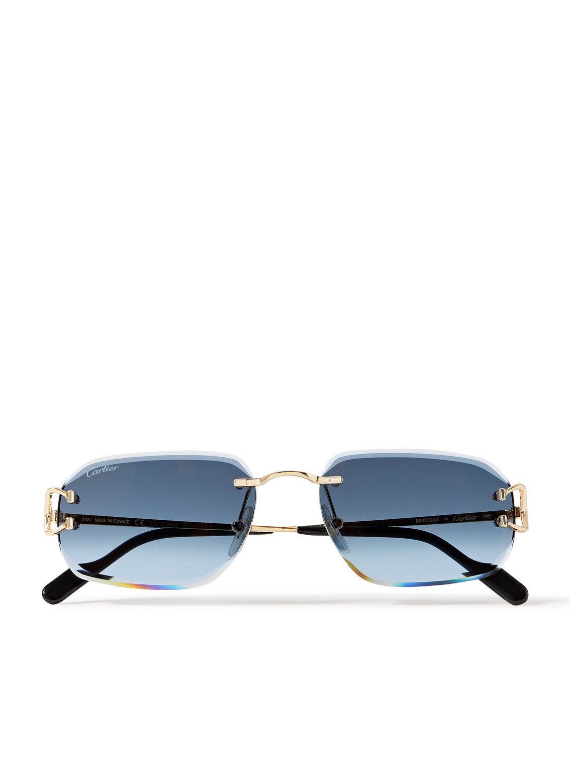 Cartier Signature C Rimless Rectangular-frame Gold-tone Sunglasses