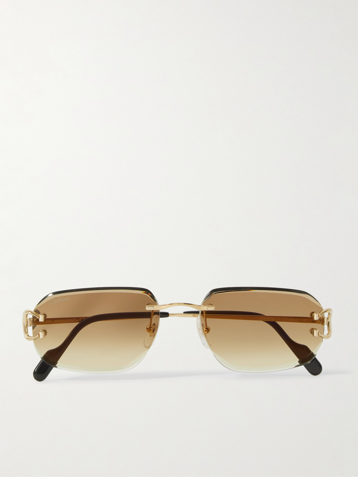 Cartier Eyewear Signature C Rimless Rectangular-Frame Gold-Tone Sunglasses - Men