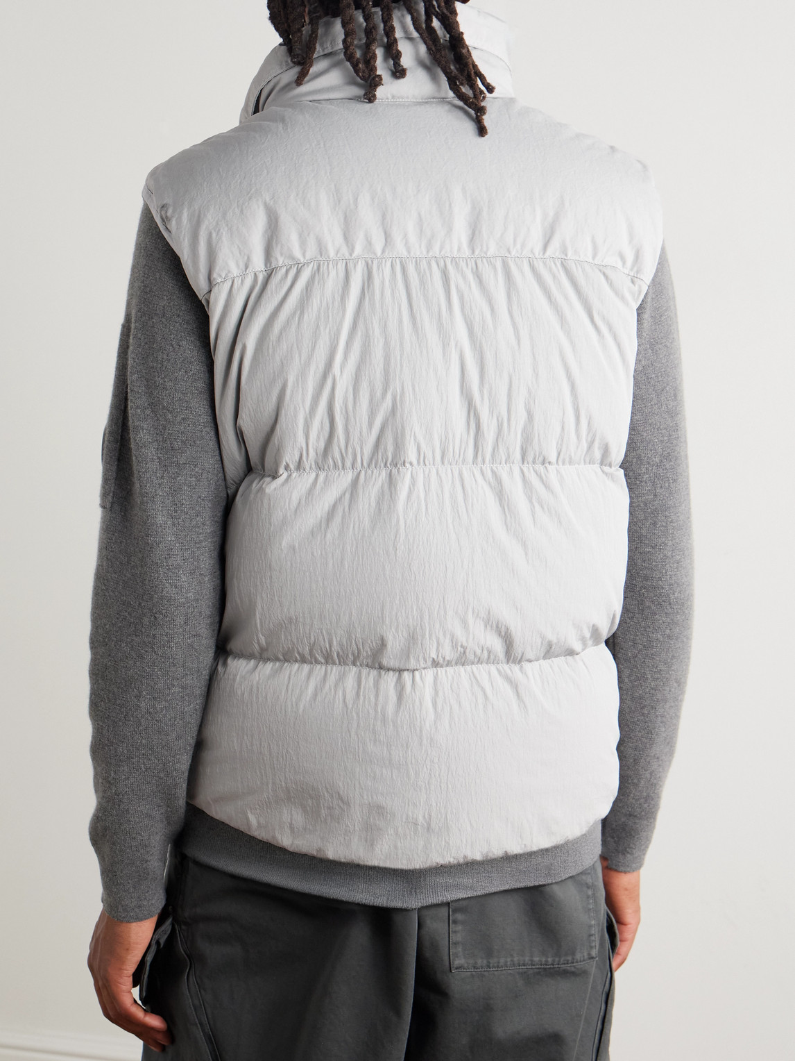 C.p. Company Eco-chrome R Padded Recycled-shell Hooded Down Gilet In Gray