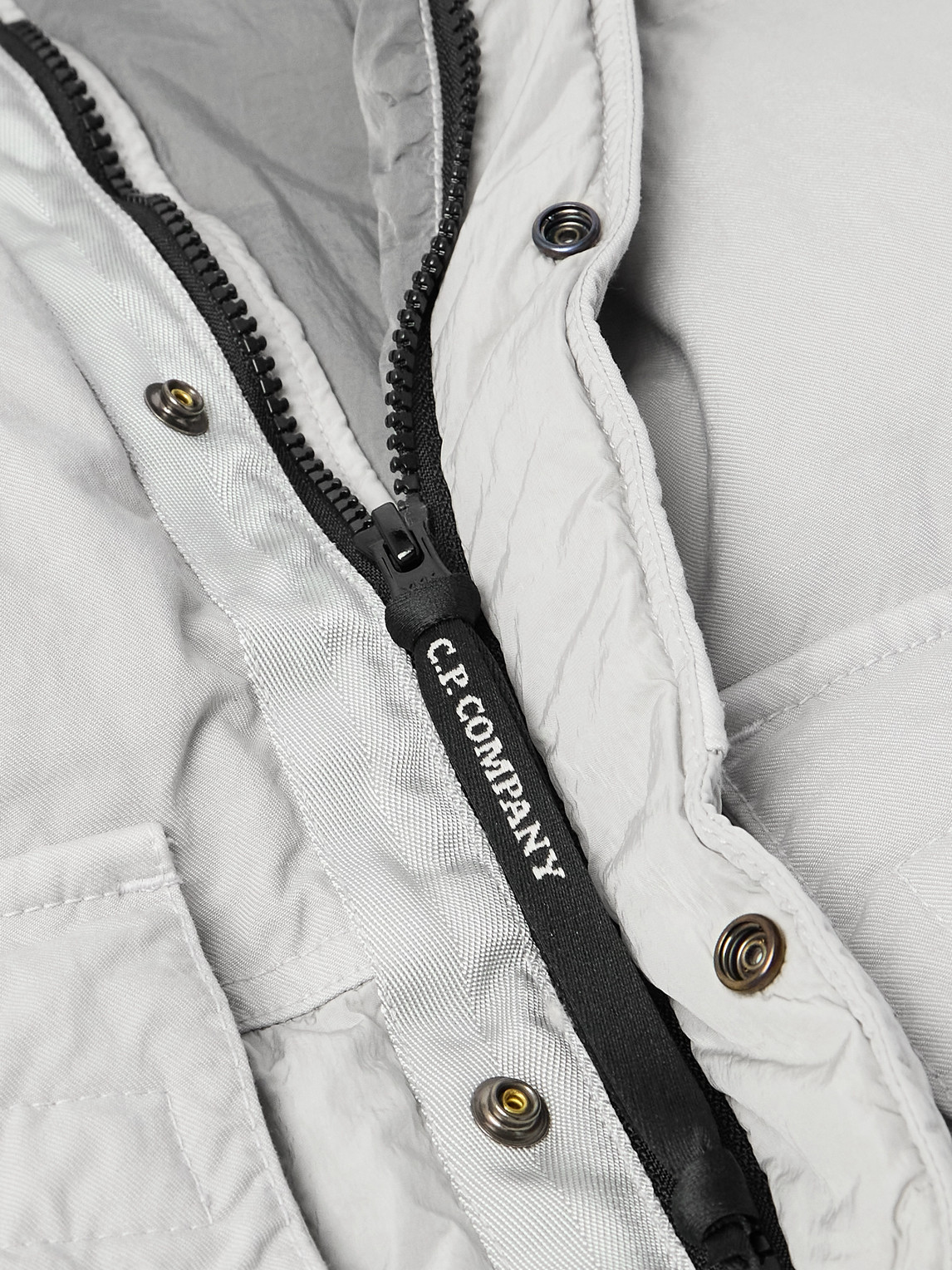 C.p. Company Eco-chrome R Padded Recycled-shell Hooded Down Gilet In Gray