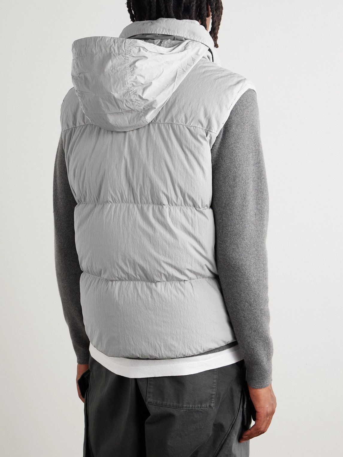 C.p. Company Eco-chrome R Padded Recycled-shell Hooded Down Gilet In Gray