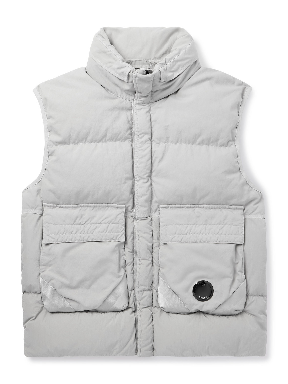 C.p. Company Eco-chrome R Padded Recycled-shell Hooded Down Gilet In Gray