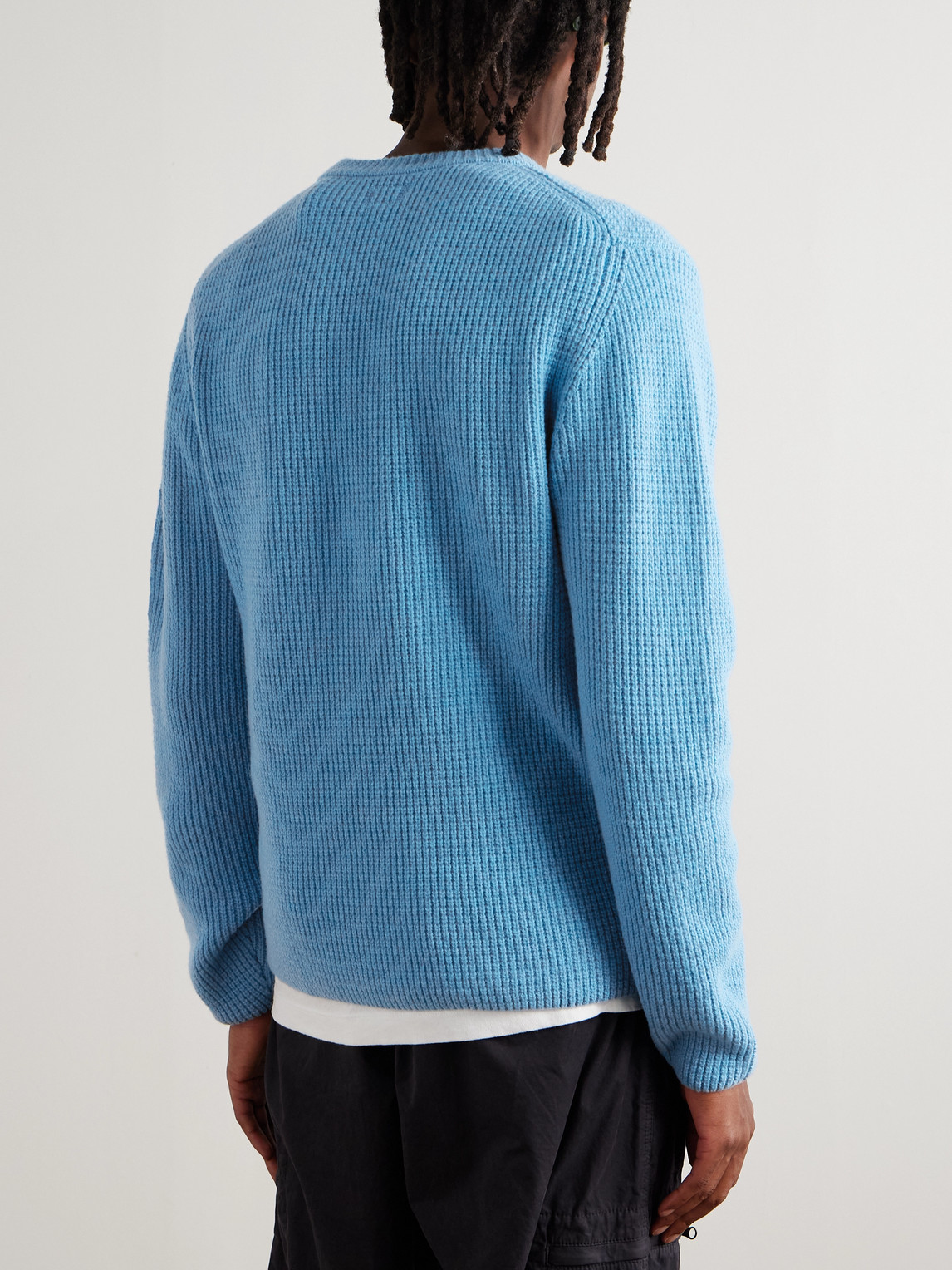 C.p. Company Ribbed-knit Wool-blend Sweater In Blue