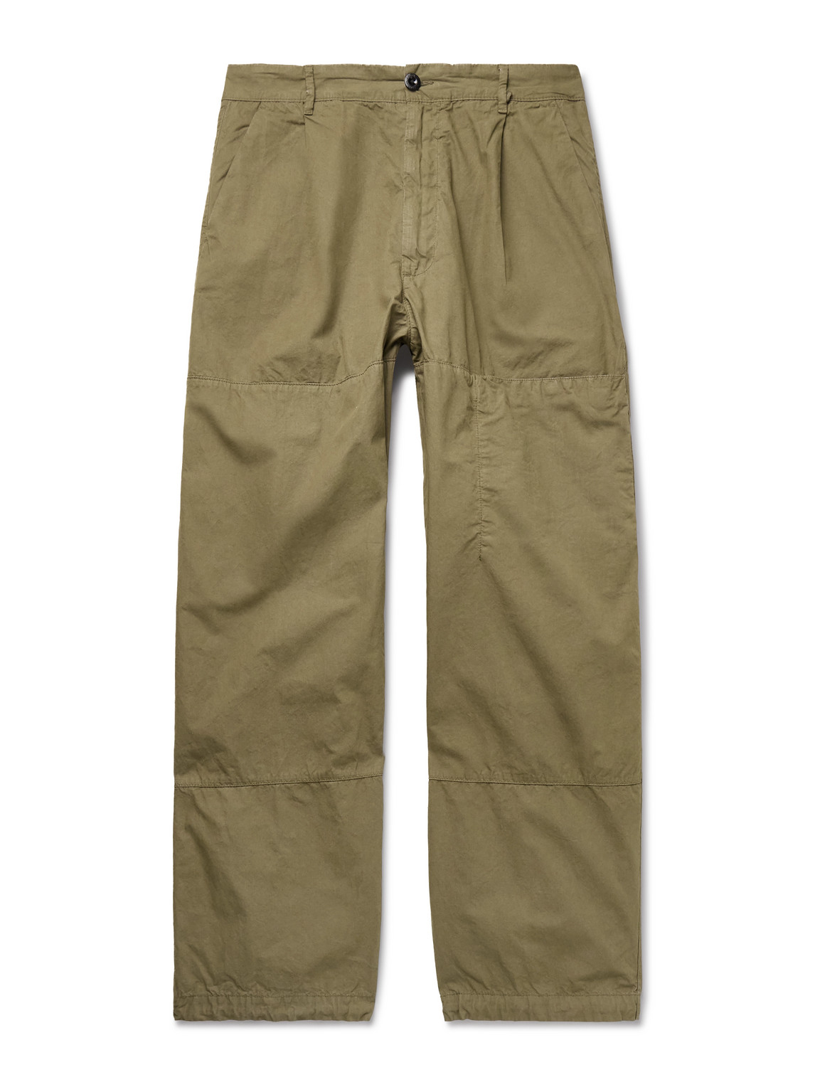 Wide-Leg Pleated Garment-Dyed Micro Reps Cargo Trousers