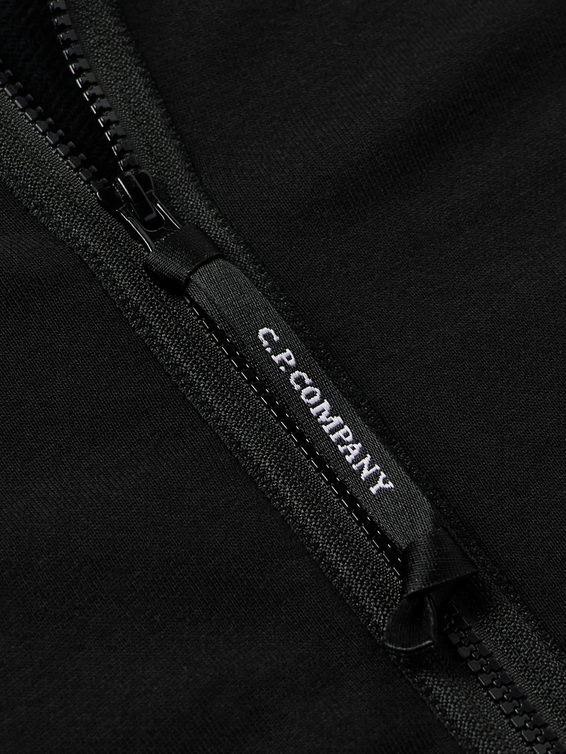 C.p. Company Goggle Logo-appliquéd Cotton-jersey Zip-up Hoodie In Black
