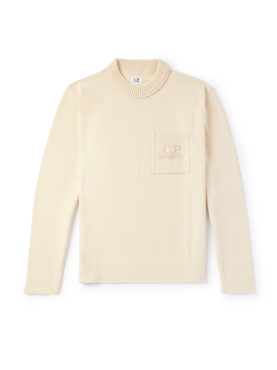 C.p. Company Logo-embroidered Cotton-blend Sweater In Neutral