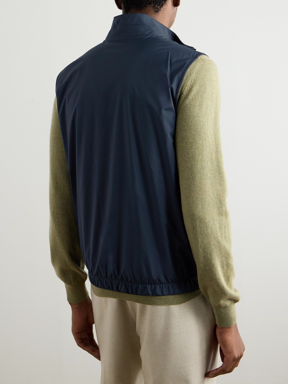 Loro Piana Reversible Storm System Shell And Super Wish Virgin Wool Gilet In Blue