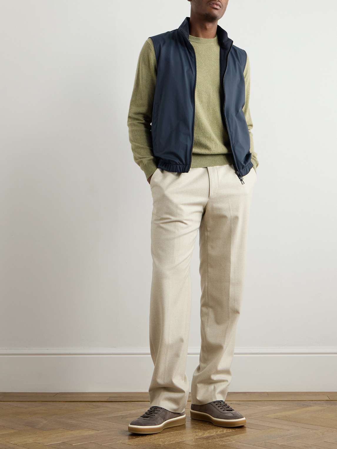 Loro Piana Reversible Storm System Shell And Super Wish Virgin Wool Gilet In Blue