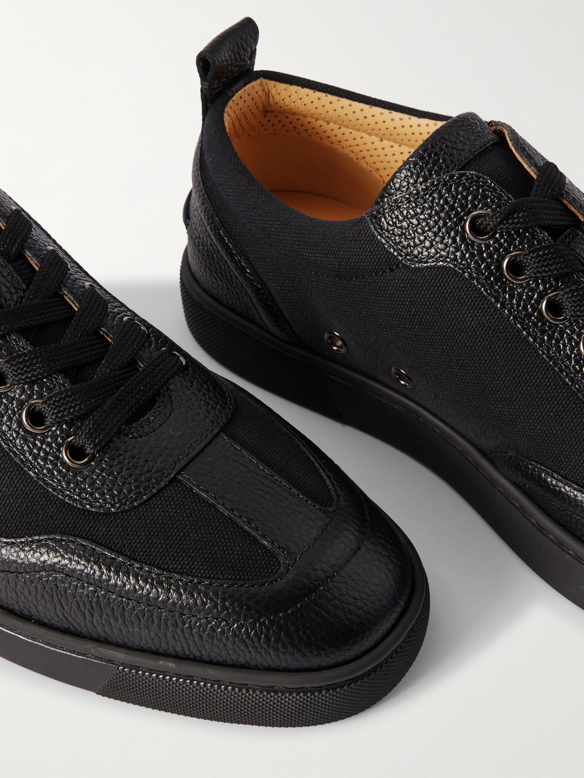 Christian Louboutin Retero Full-grain Leather-trimmed Canvas Sneakers