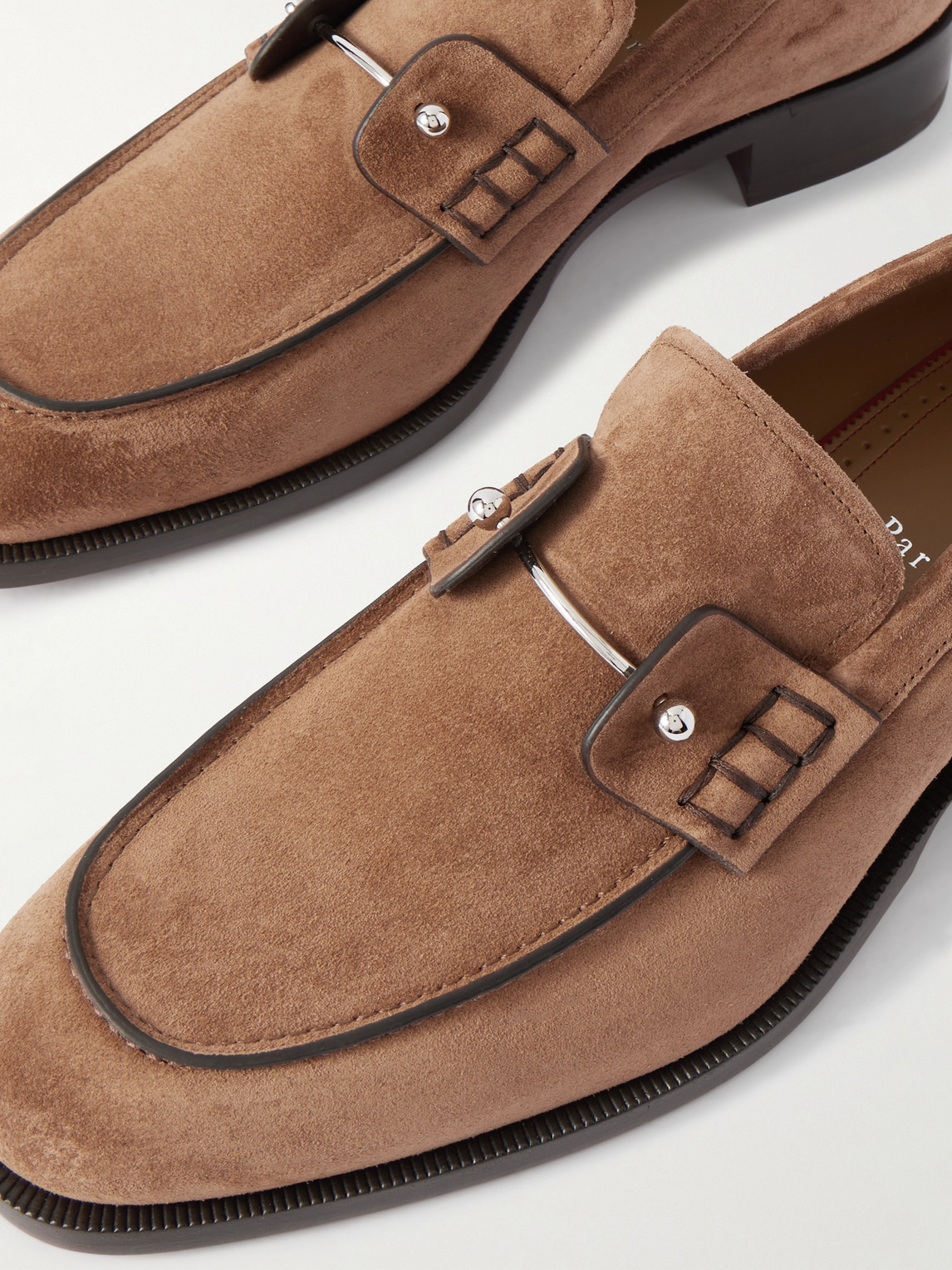 Christian Louboutin Chambelimoc Embellished Suede Loafers