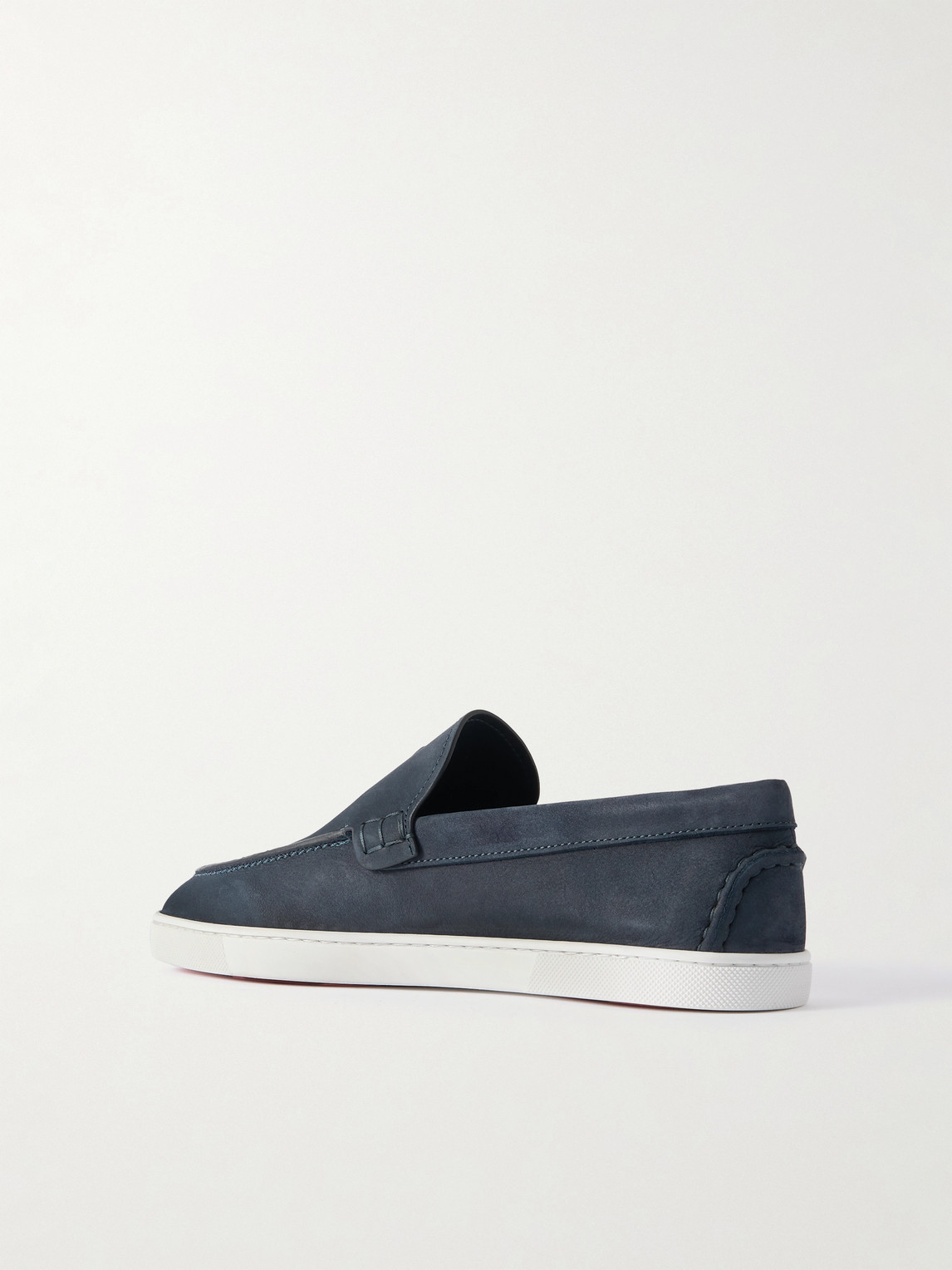 Christian Louboutin Moonboat Logo-embossed Nubuck Loafers In Blue