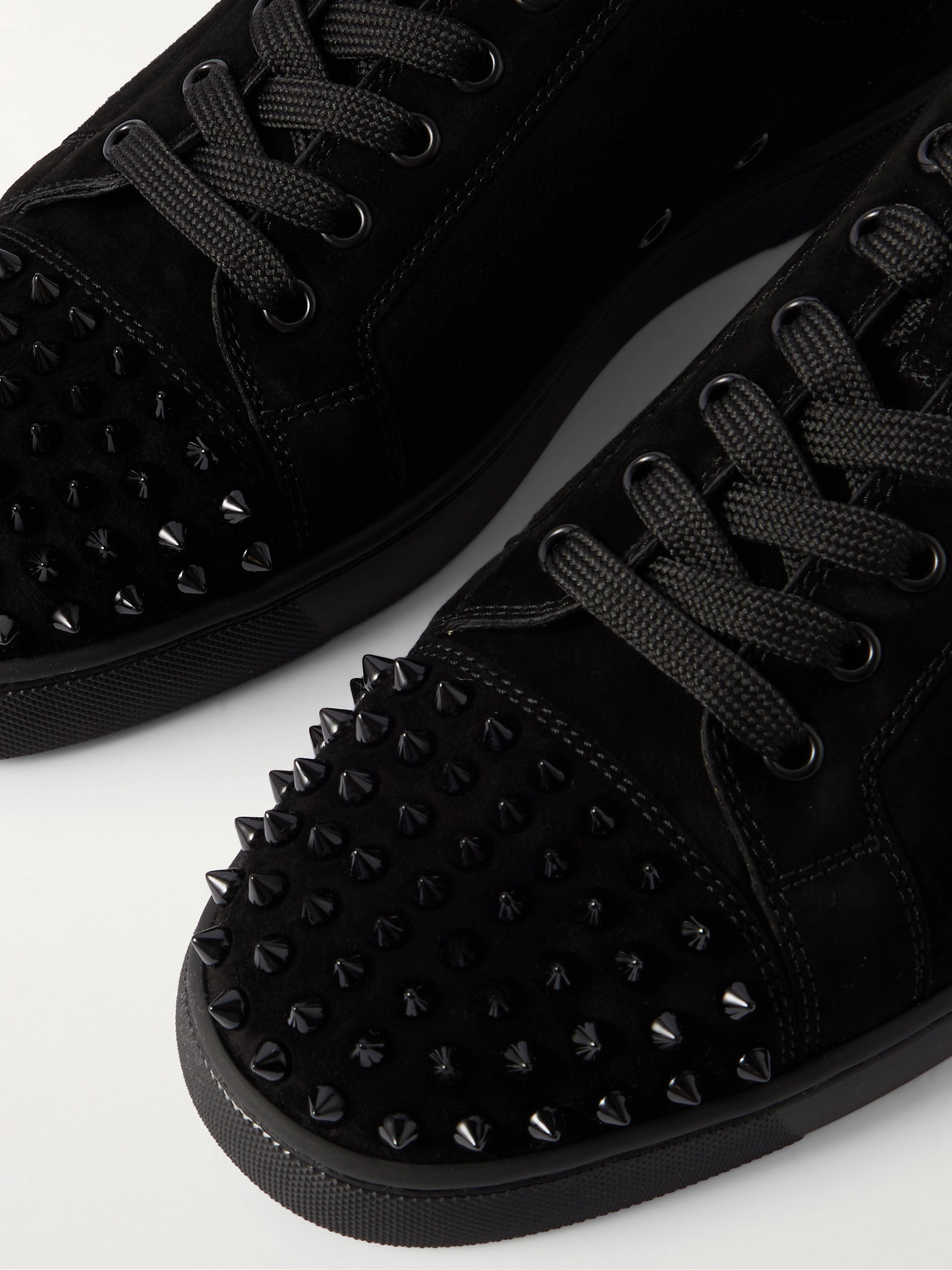 Christian Louboutin Louis Junior Spikes Cap-toe Suede Sneakers
