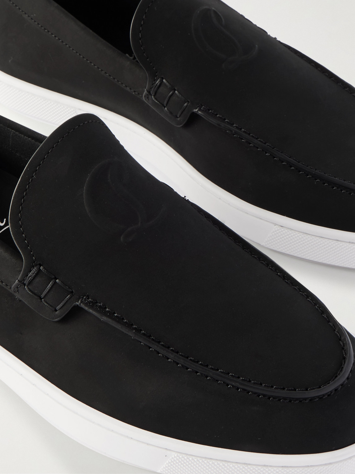 Christian Louboutin Moonboat Logo-embossed Nubuck Loafers