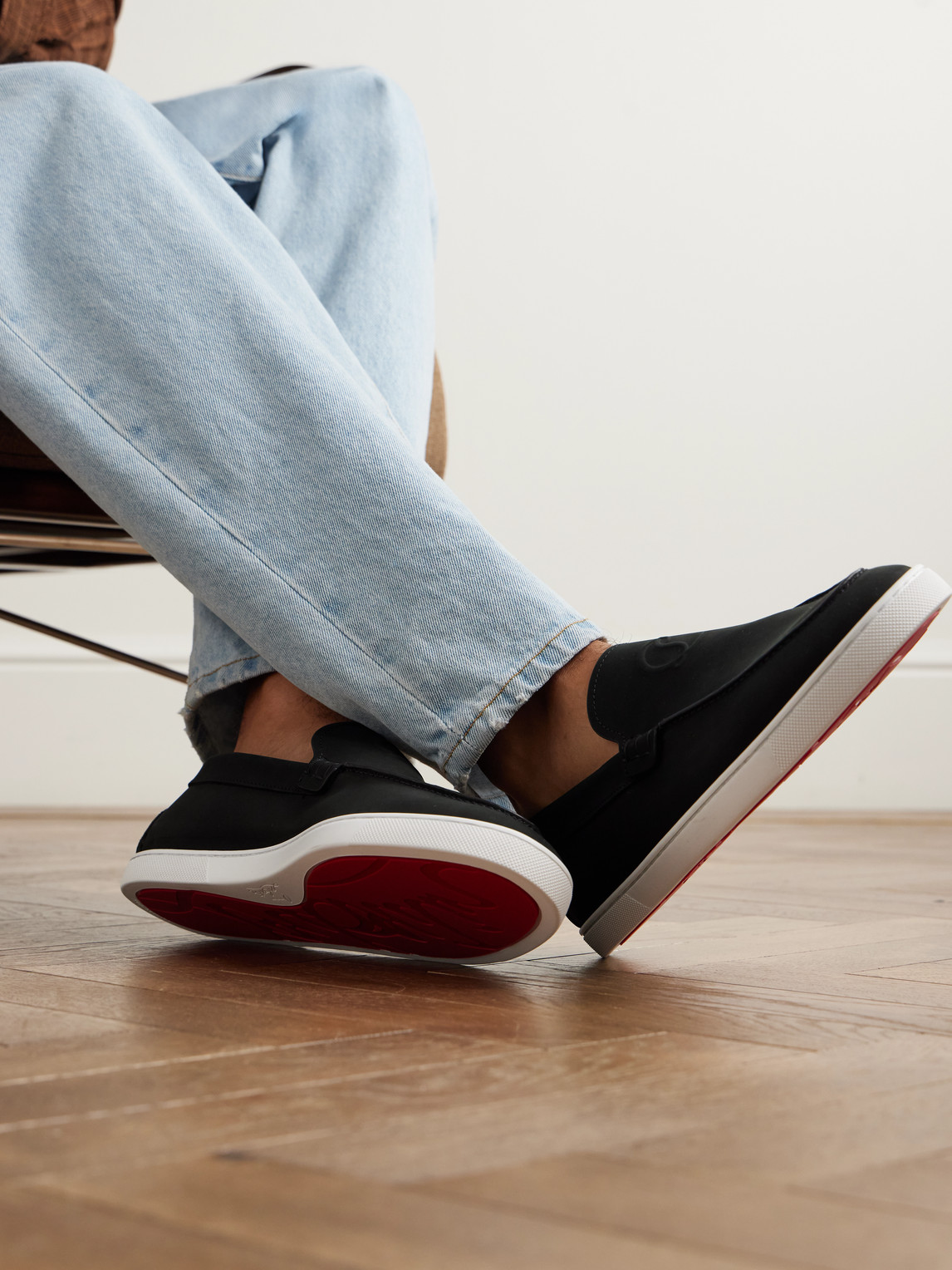 Christian Louboutin Moonboat Logo-embossed Nubuck Loafers