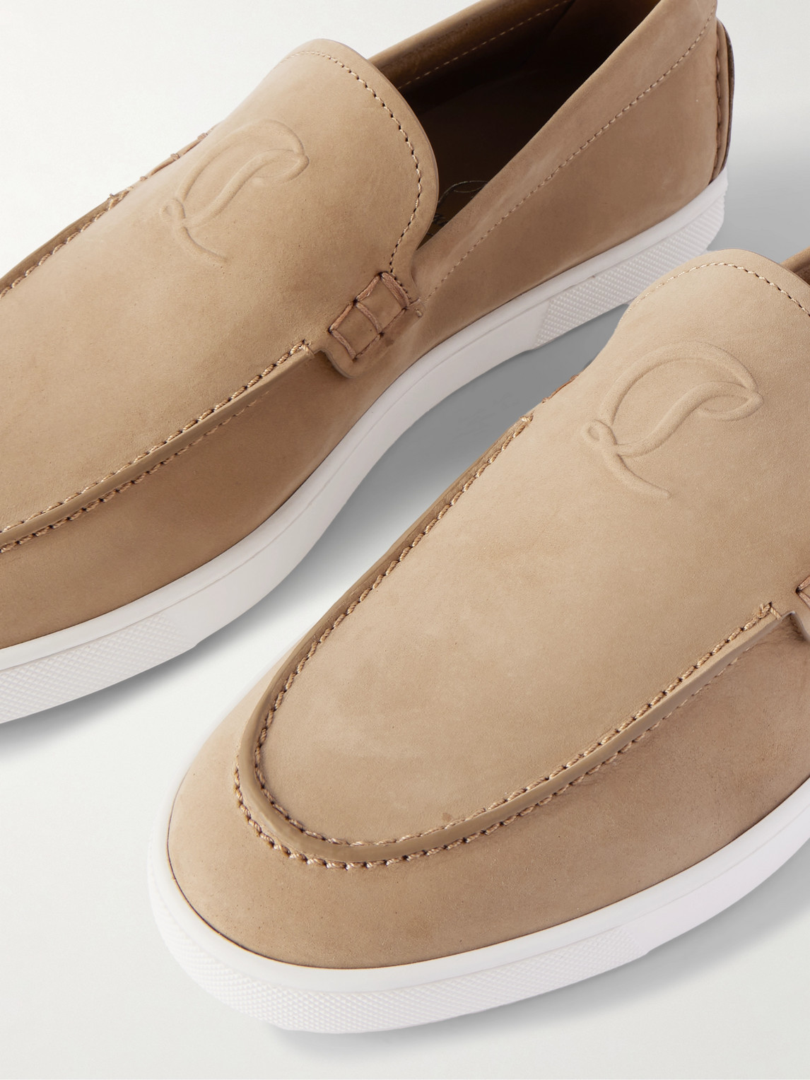 Christian Louboutin Moonboat Logo-embossed Nubuck Loafers