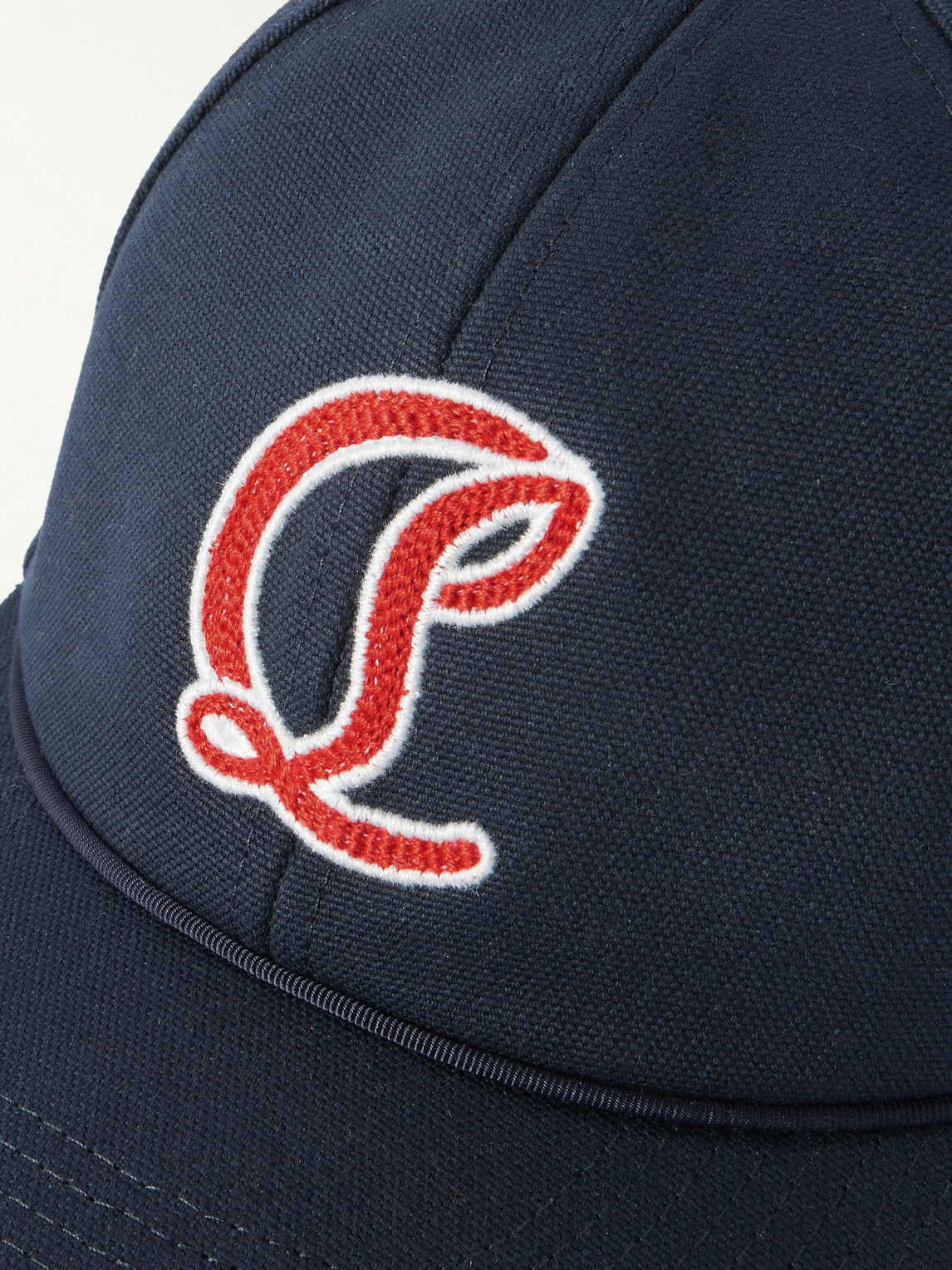 Christian Louboutin Mooncrest Ivy Logo-embroidered Leather-trimmed Cotton-canvas Cap