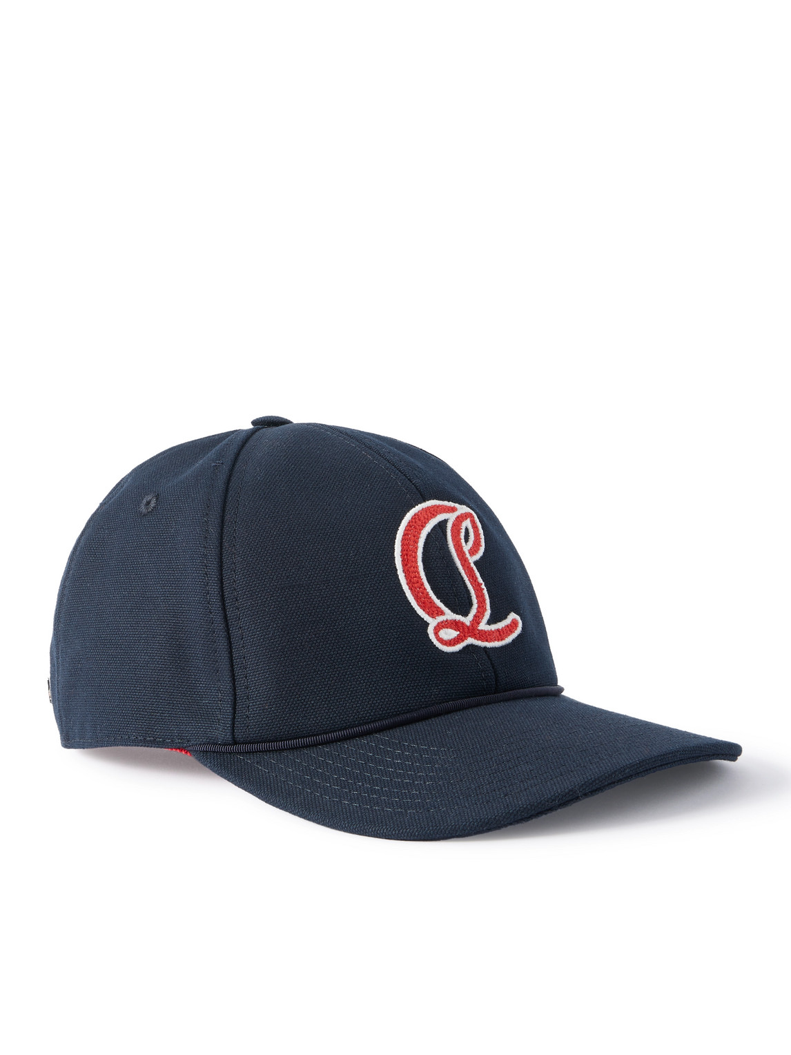 Christian Louboutin Mooncrest Ivy Logo-embroidered Leather-trimmed Cotton-canvas Cap