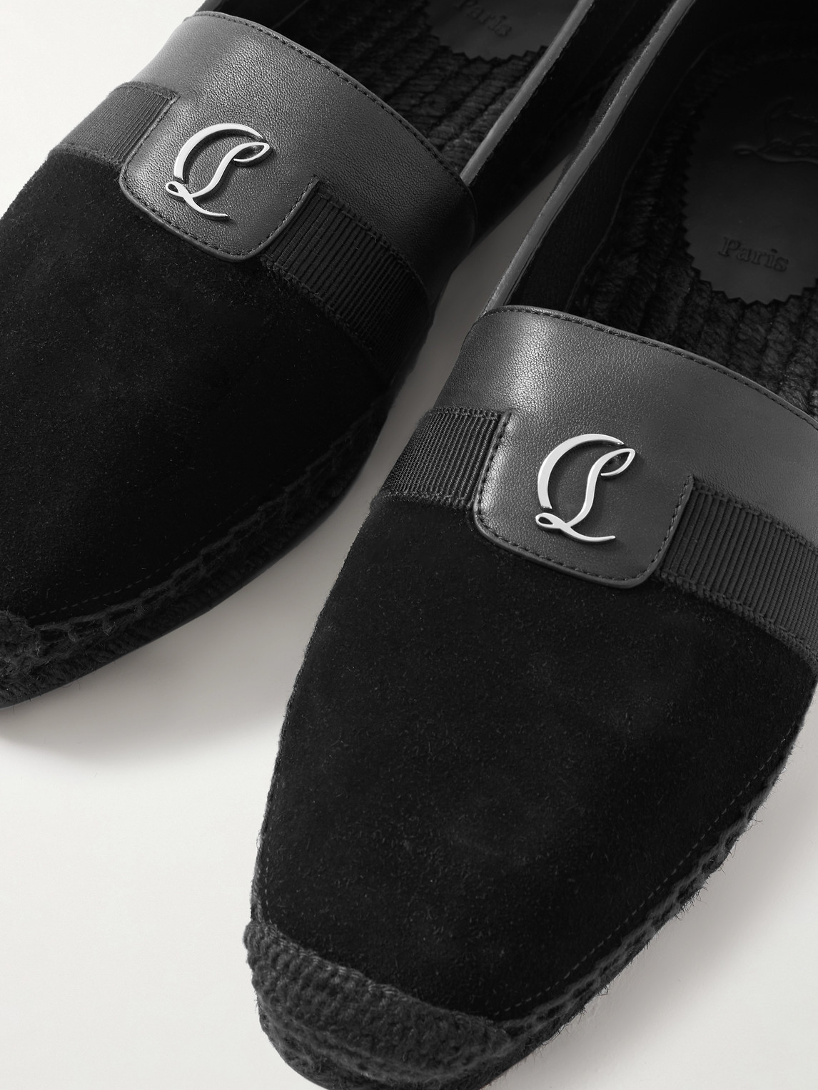 Christian Louboutin Alfarica Logo-embellished Leather And Grosgrain-trimmed Suede Espadrilles