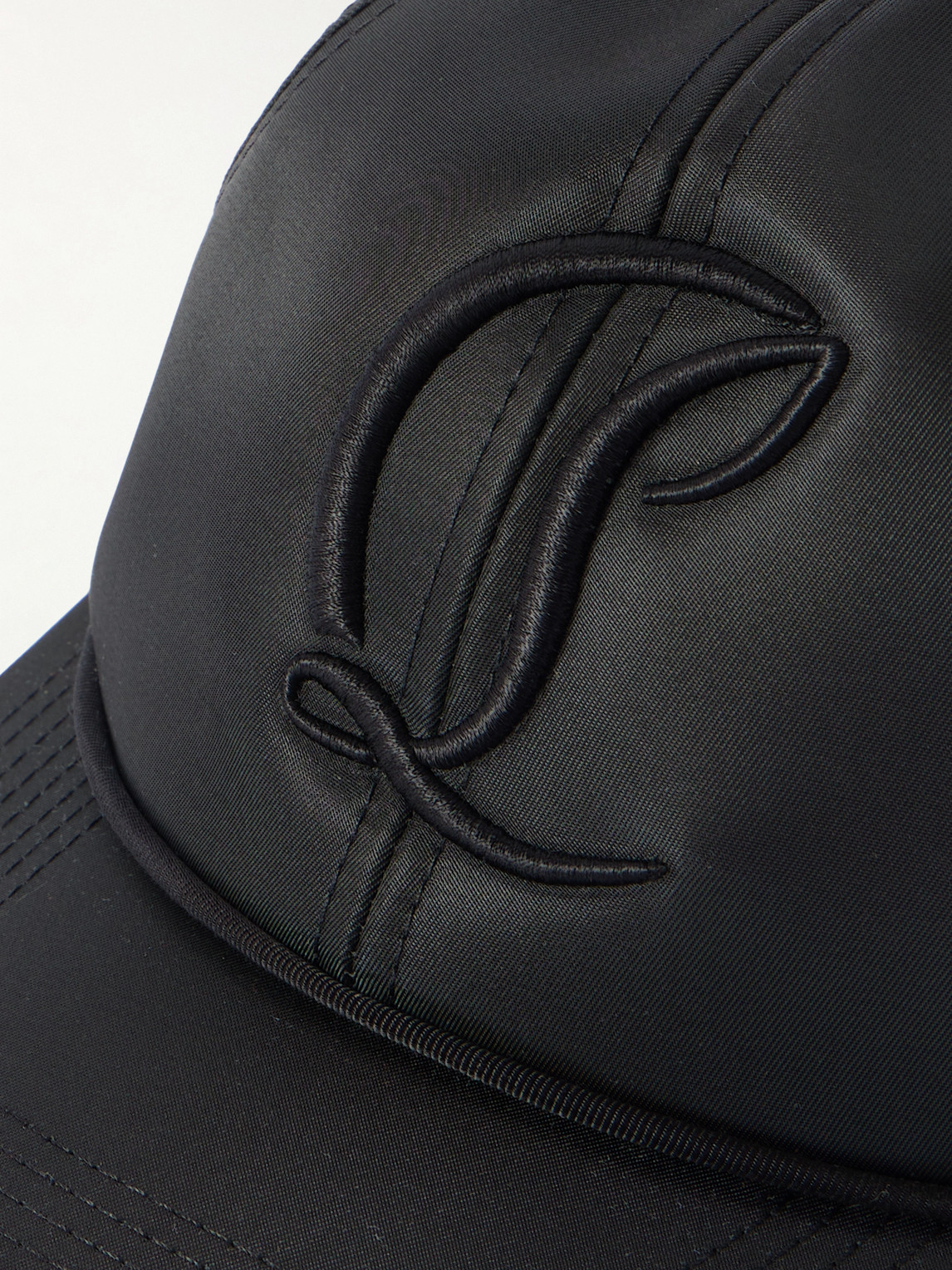 Christian Louboutin Mooncrest Ac Logo-embroidered Leather-trimmed Nylon-twill Baseball Cap