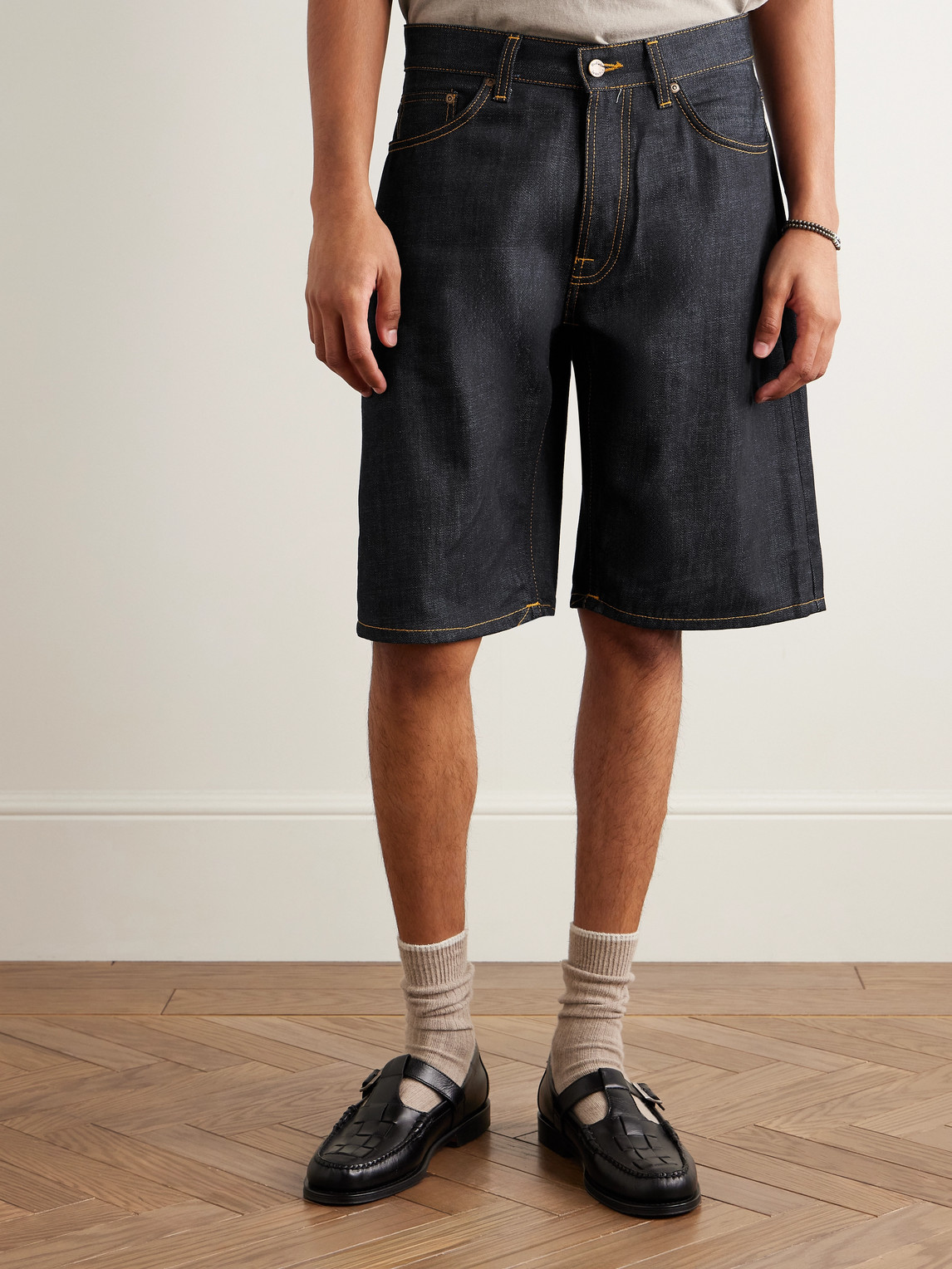 Nudie Jeans Zeb Wide-leg Organic Denim Shorts