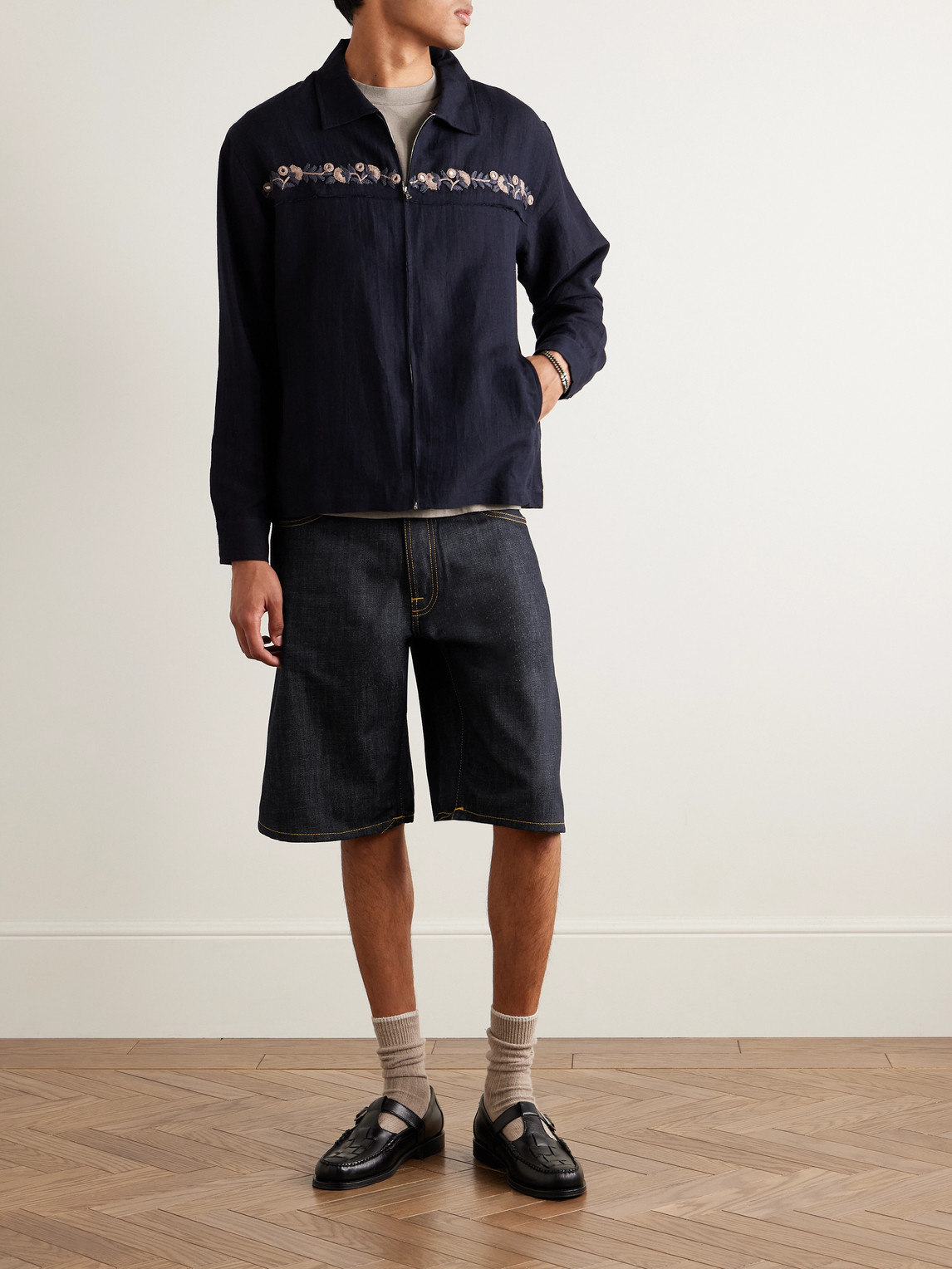 Nudie Jeans Zeb Wide-leg Organic Denim Shorts