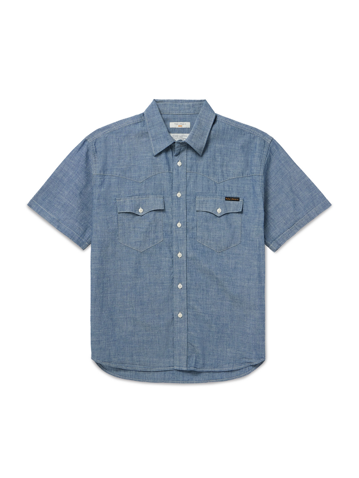 Nudie Jeans Cotton-chambray Western Shirt In Blue