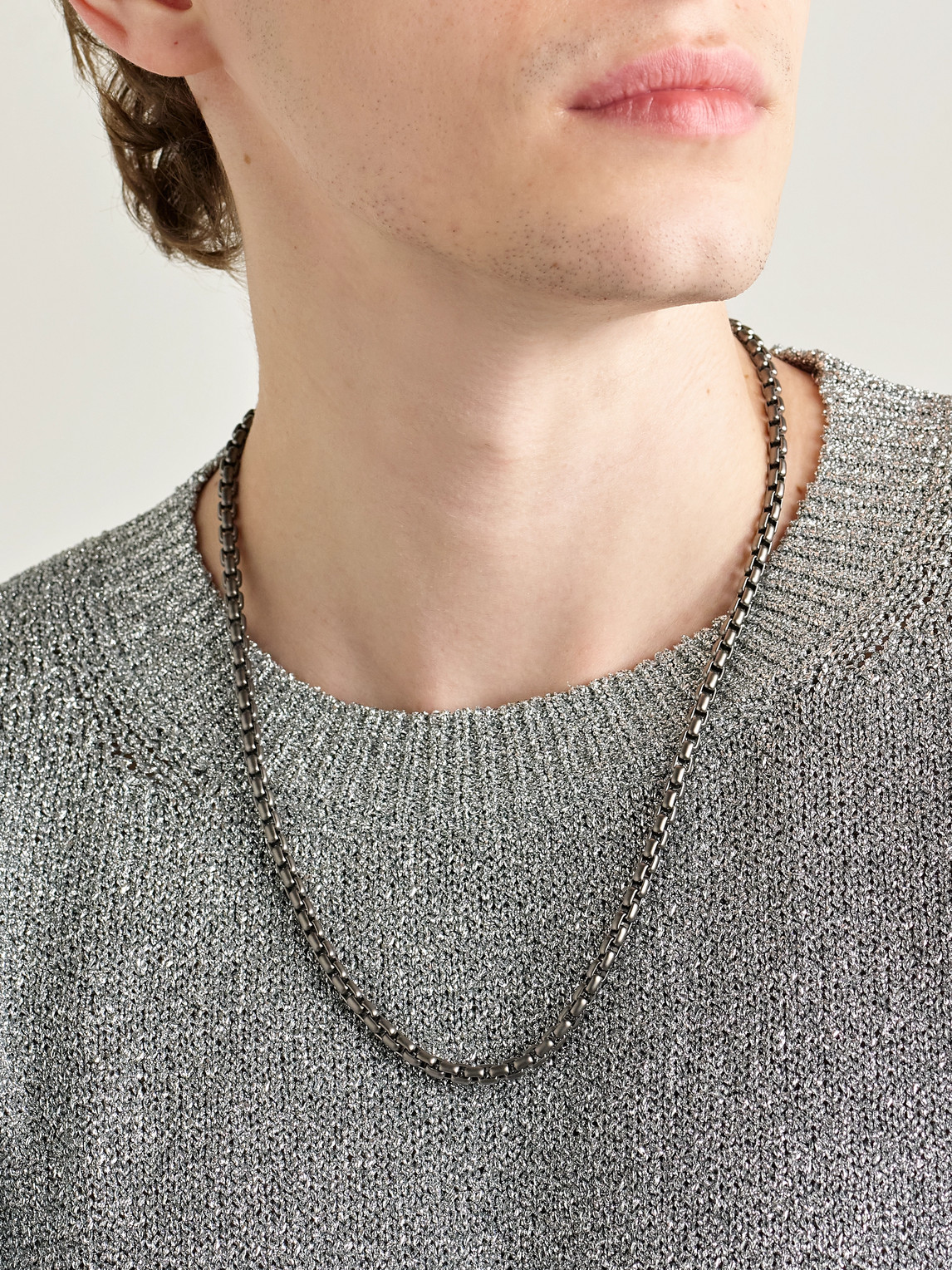 John Hardy Rhodium-plated Box Chain Necklace In Silver