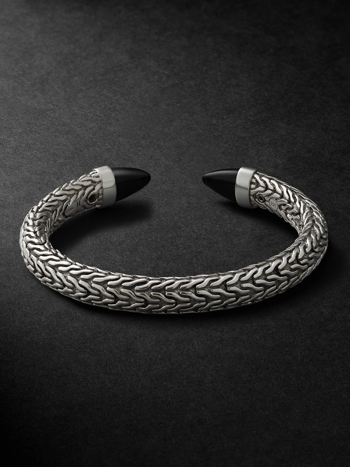 John Hardy Spear 50 Flex Sterling Silver Onyx Cuff In Silver