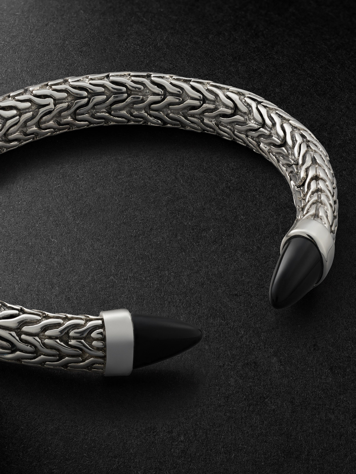John Hardy Spear 50 Flex Sterling Silver Onyx Cuff In Silver