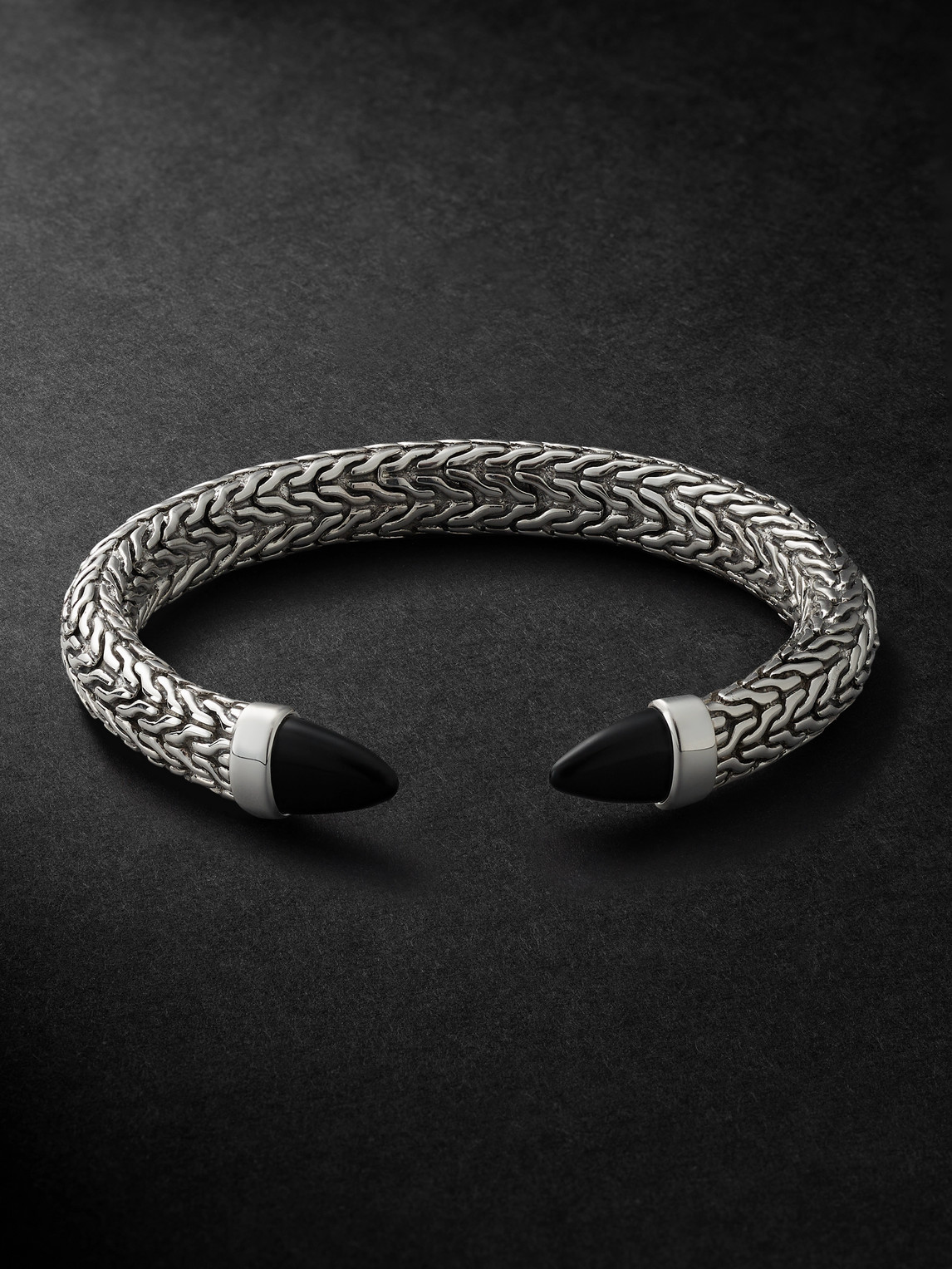 John Hardy Spear 50 Flex Sterling Silver Onyx Cuffen