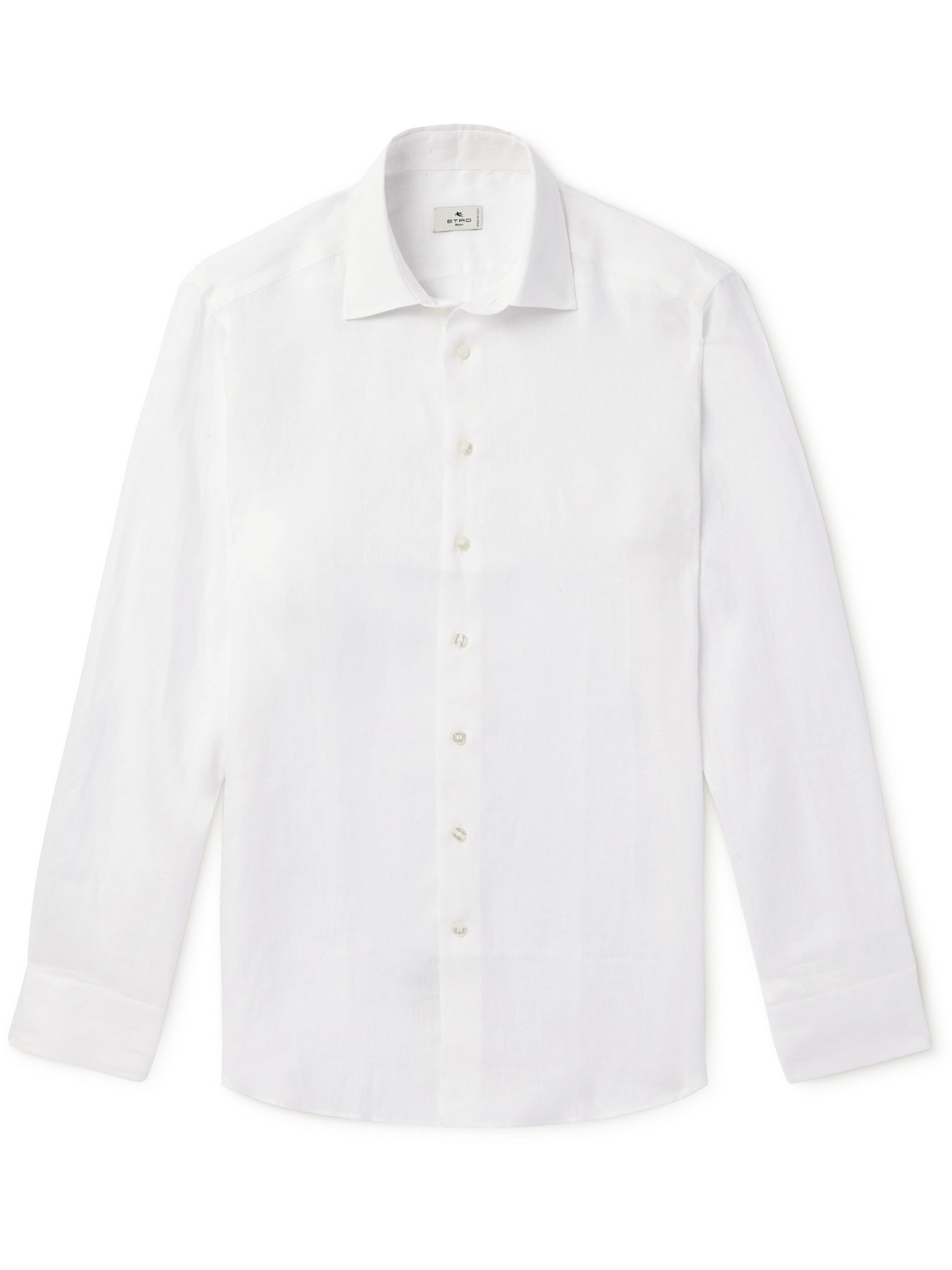 Etro Linen Shirt With Pegaso Logo In White