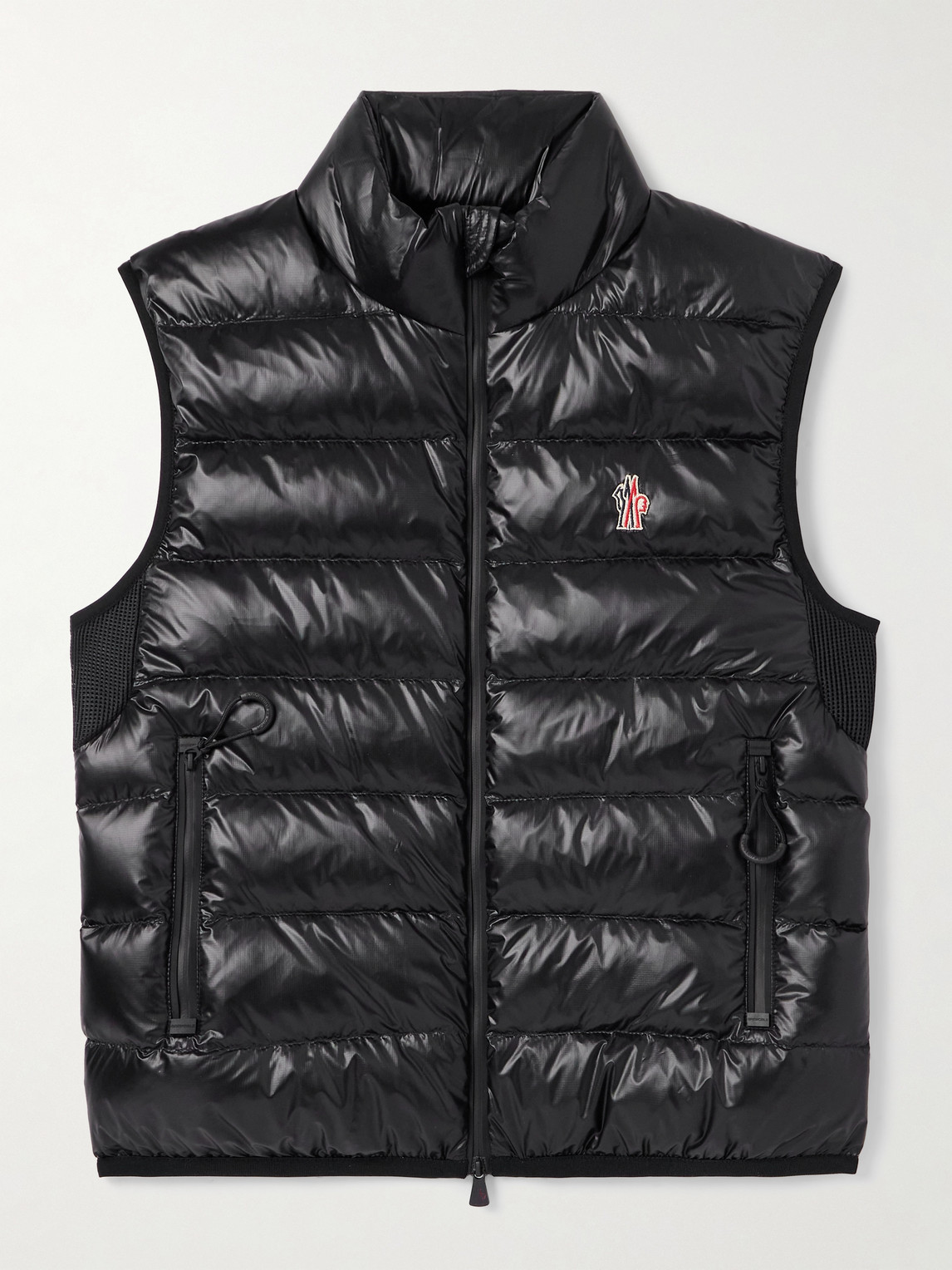 Logo-Appliquéd Mesh-Trimmed Quilted Ripstop and Stretch-Jersey Down Gilet