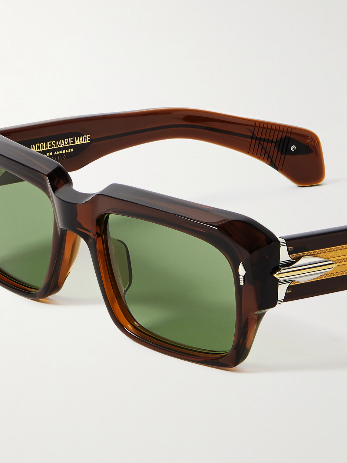 JACQUES MARIE MAGE LAST FRONTIER VI DAKOTA D-FRAME ACETATE, SILVER- AND GOLD-TONE SUNGLASSES