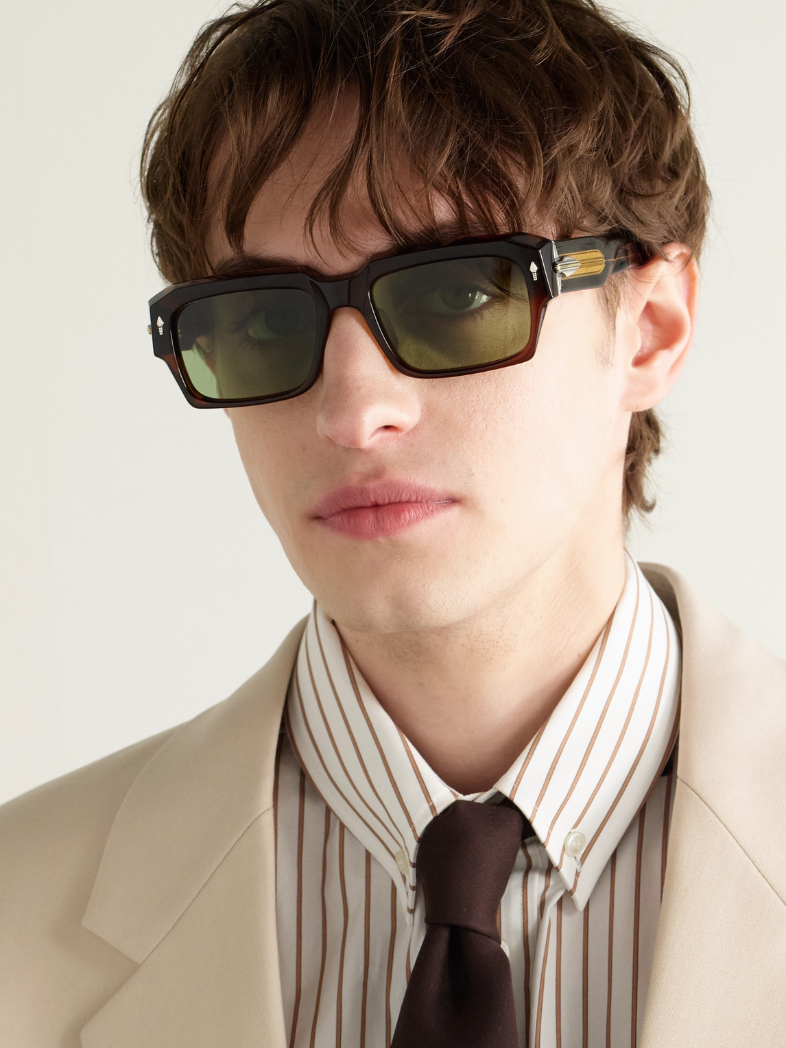 JACQUES MARIE MAGE LAST FRONTIER VI DAKOTA D-FRAME ACETATE, SILVER- AND GOLD-TONE SUNGLASSES