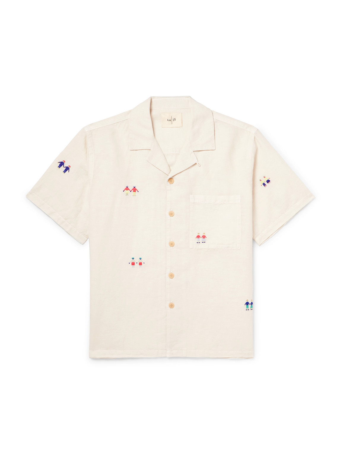 Anniversary Convertible-Collar Embroidered Linen and Cotton-Blend Shirt