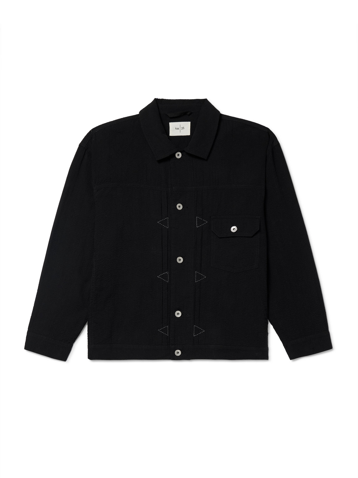 Embroidered Cotton-Seersucker Trucker Jacket