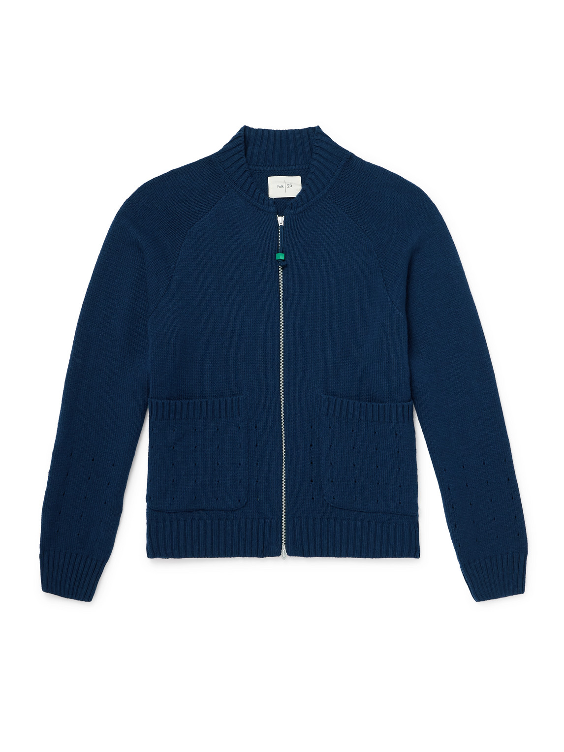 Folk Anniversary Pointelle-detailed Wool-blend Zip-up Cardigan
