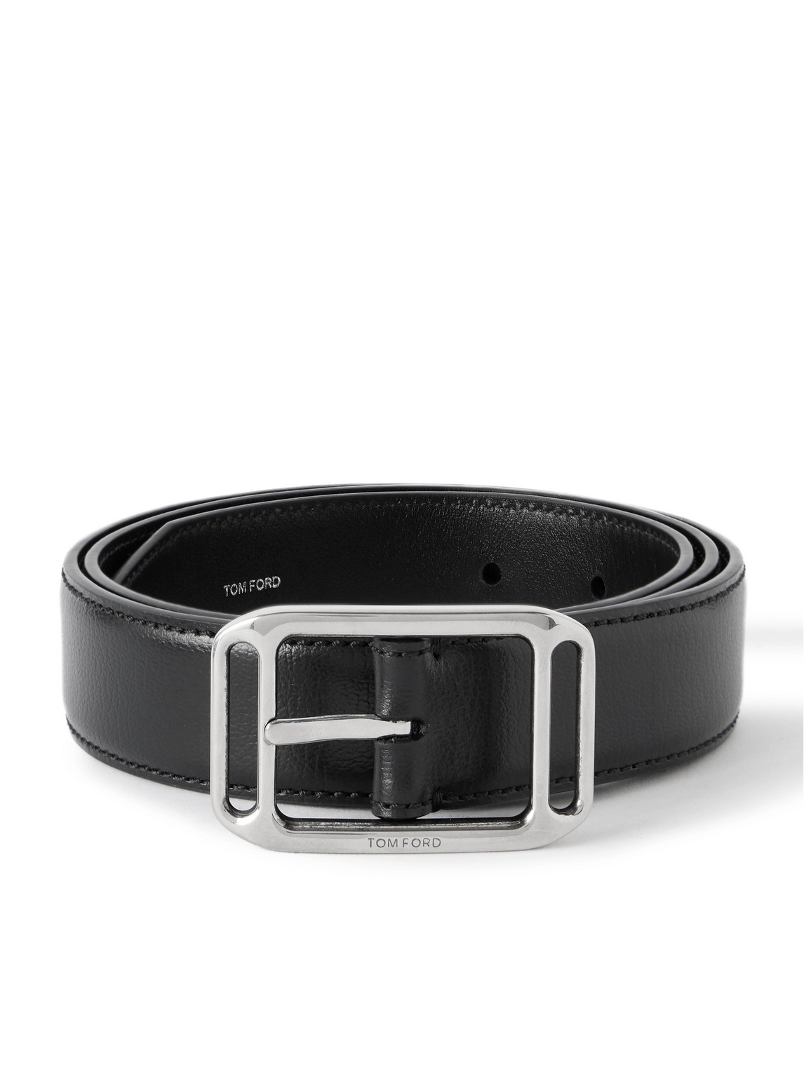 Tom Ford Stadium 3.8cm Leather Belt In Black