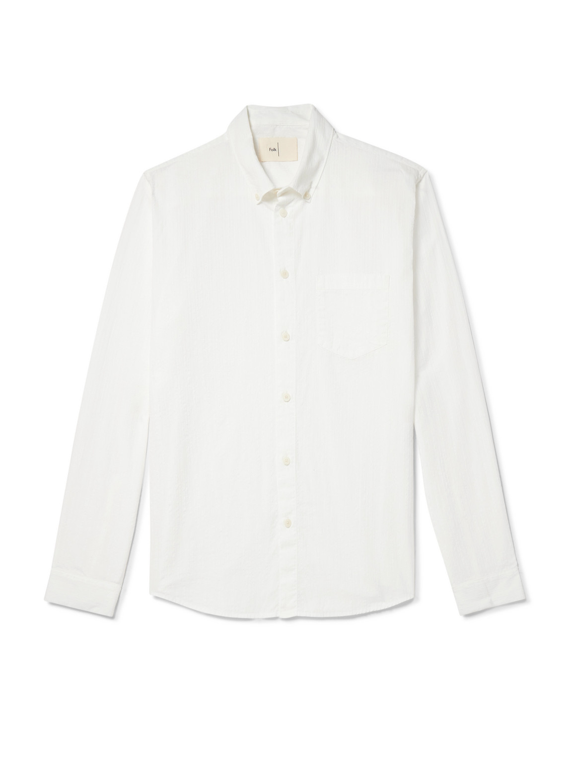 Anniversary Button-Down Collar Embroidered Cotton-Gauze Shirt