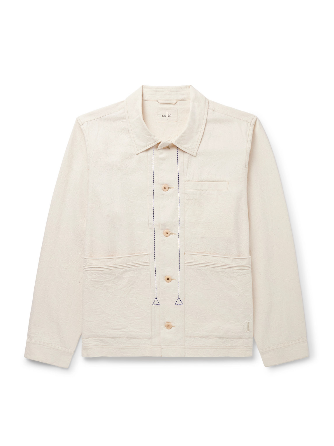 Folk Lunar Crinkled Cotton-canvas Shirt Jacket In Neutral