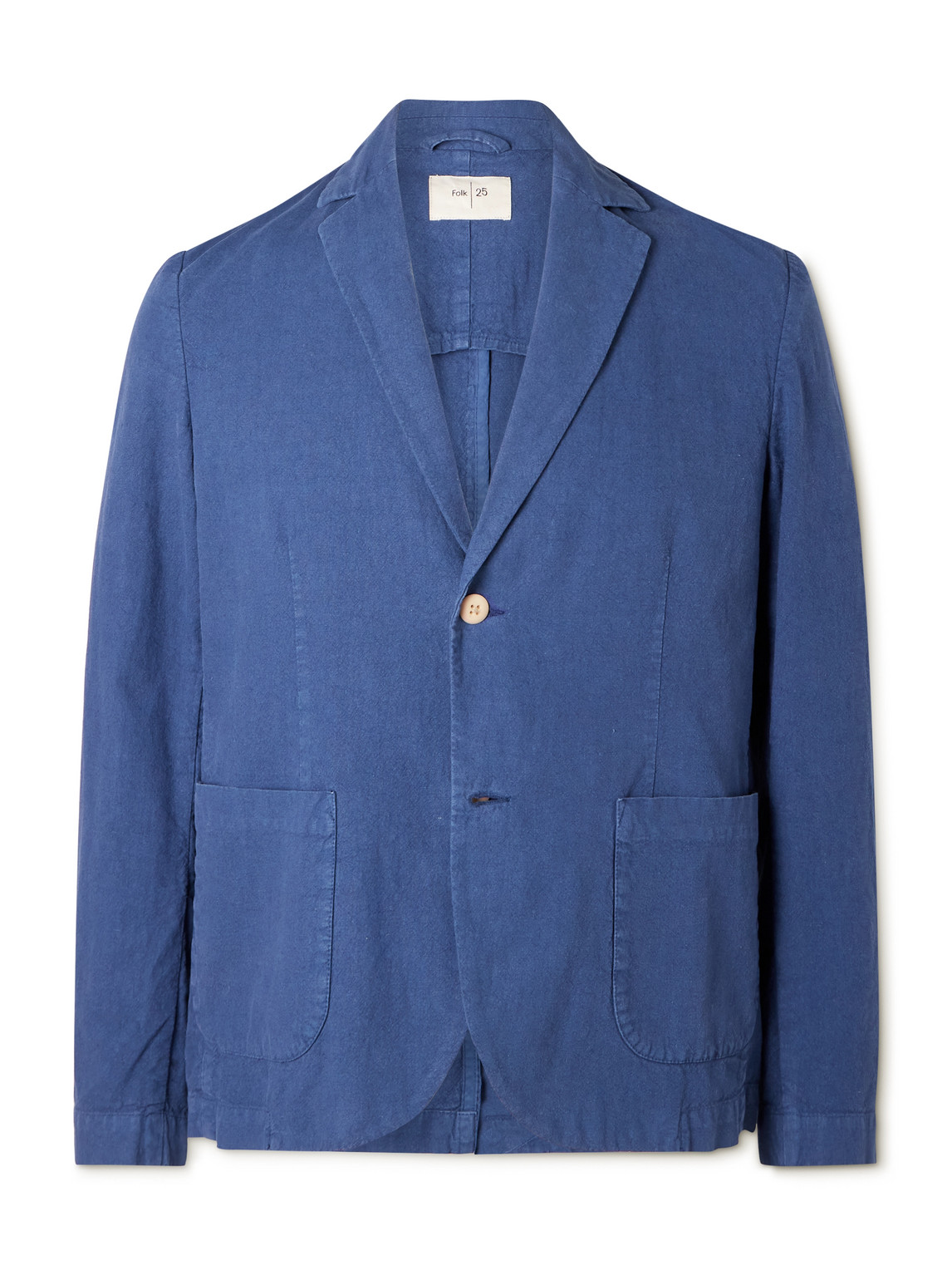 Folk Unstructured Garment-dyed Linen And Cotton-blend Blazer