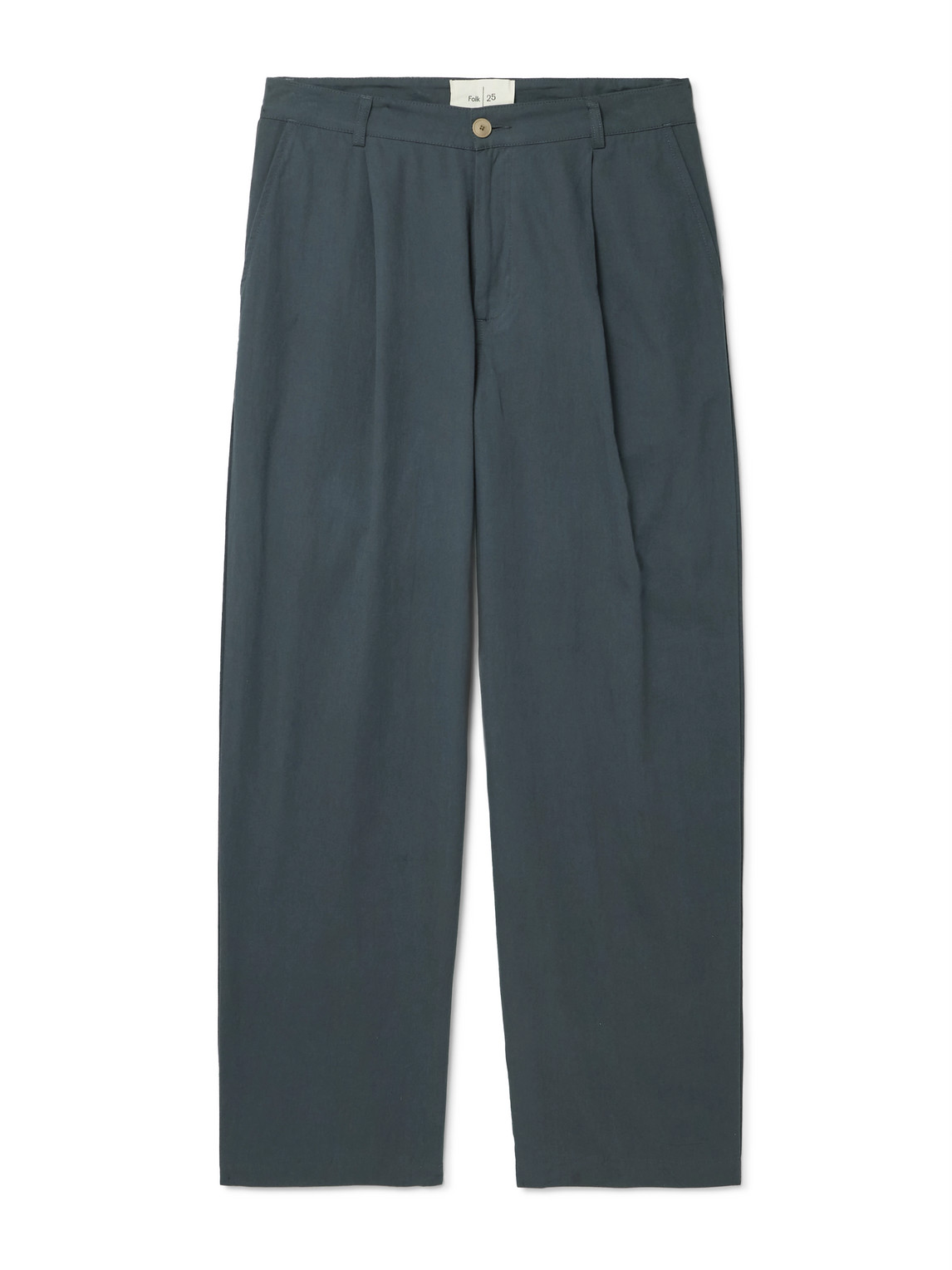 Folk Anniversary Wide-leg Pleated Cotton-twill Trousers In Gray