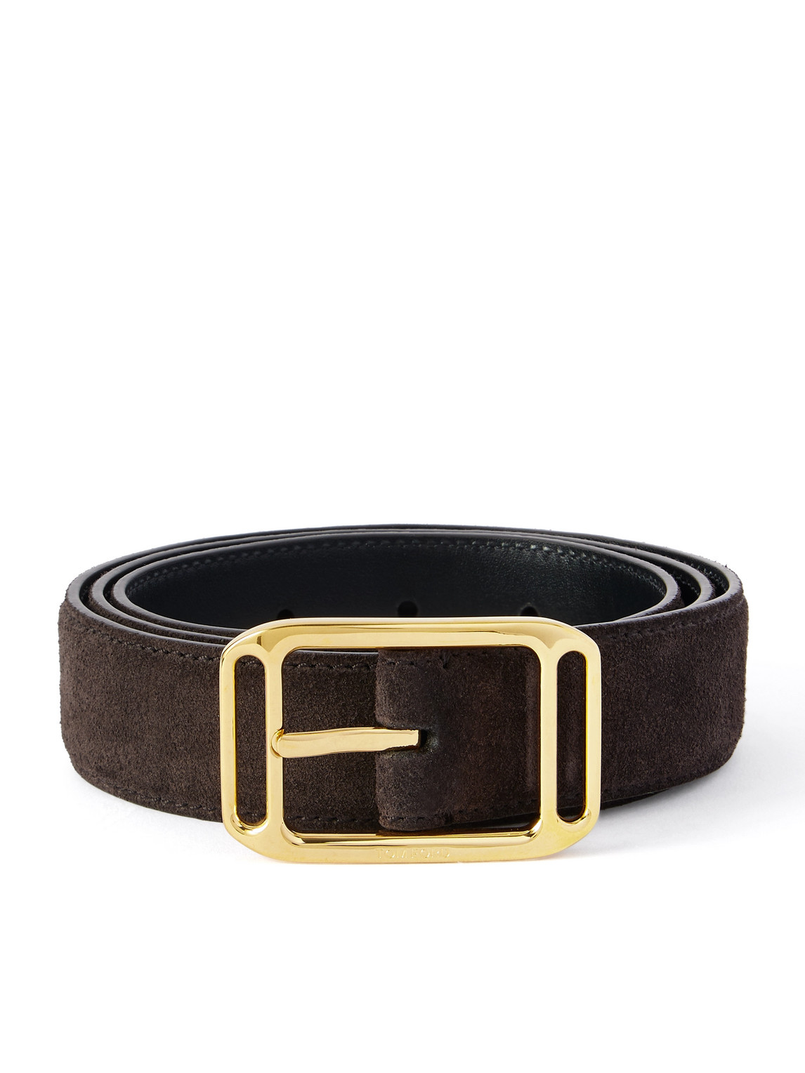 Tom Ford Stadium 3.8cm Suede Belt In Brown